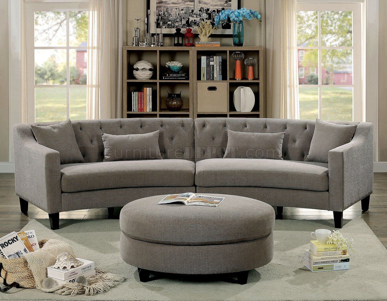Sarin Sectional Sofa Cm6370 In Gray Linen Like Fabric W/options With Gray Linen Sofas (View 19 of 20)