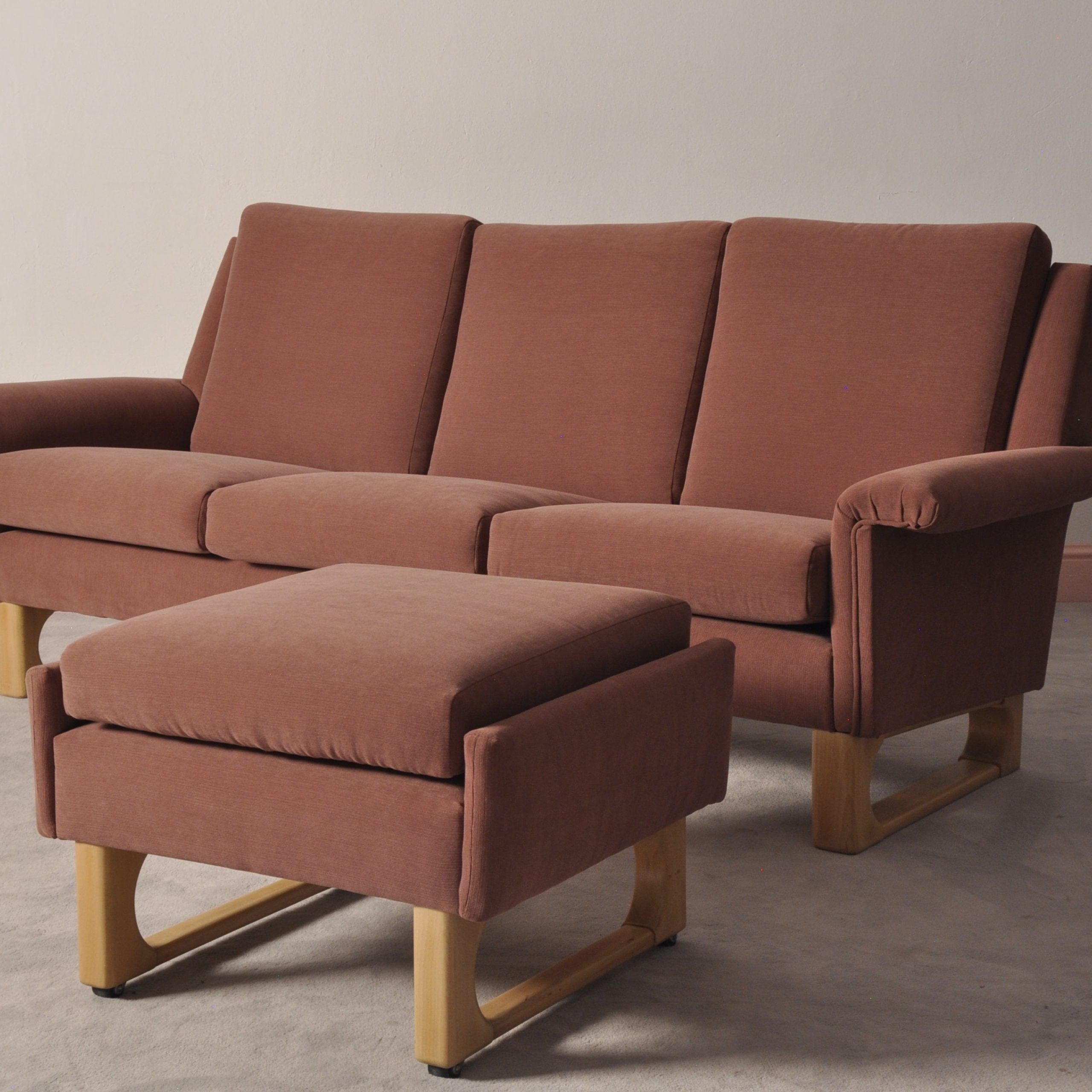 Scandinavian Mid Century 3 Seater Sofa & Ottoman – 1970s – Design Market Intended For Mid Century 3 Seat Couches (View 11 of 20)