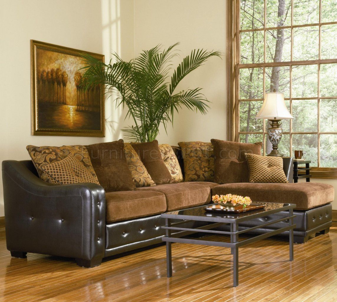 Sectional Sofa 503001 Chocolate Chenille/dark Brown Vinyl Base Throughout Chenille Sectional Sofas (Gallery 18 of 20)