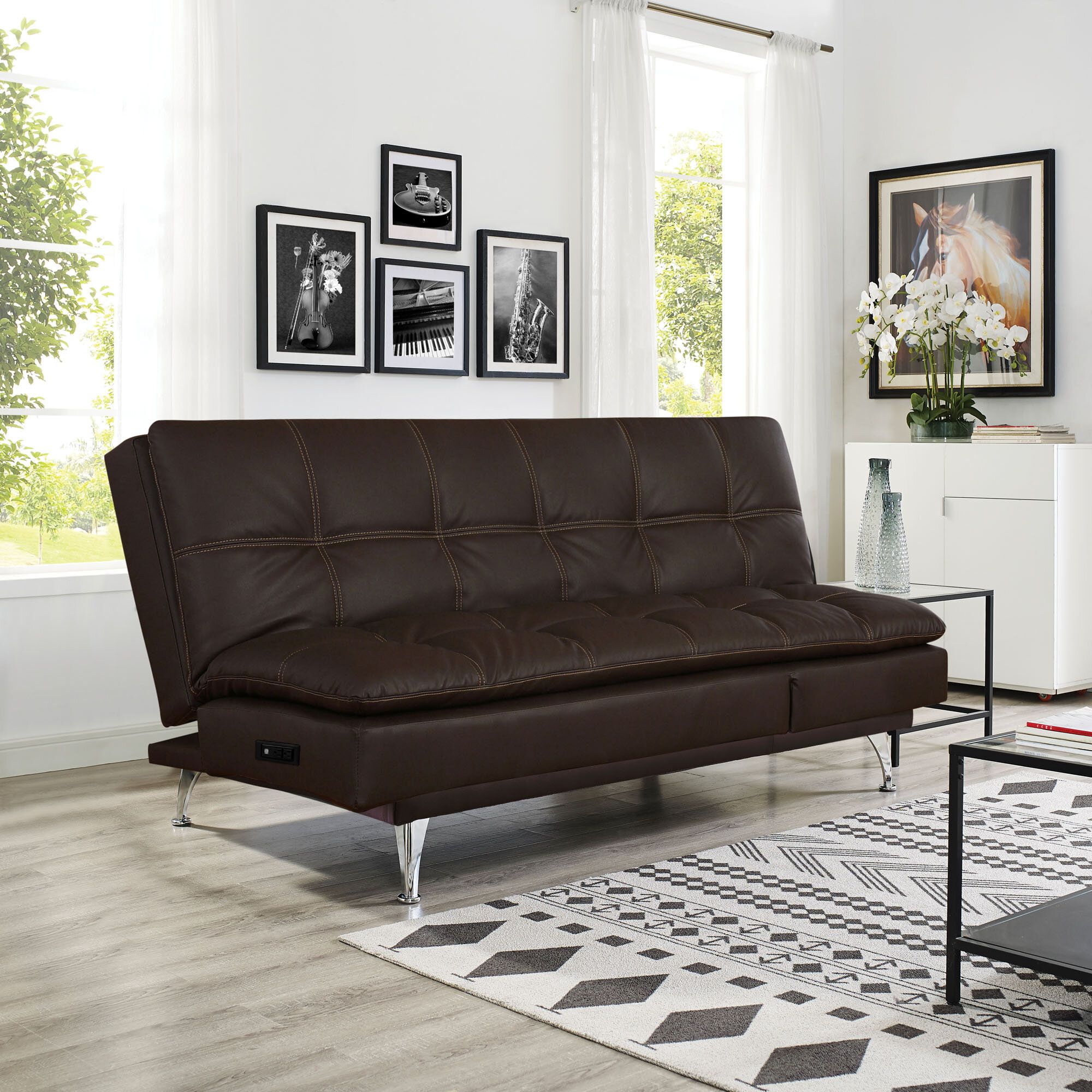 Serta Marie 78.9'' Faux Leather Tufted Convertible Sleeper Sofa | Wayfair In Tufted Convertible Sleeper Sofas (Gallery 3 of 20)