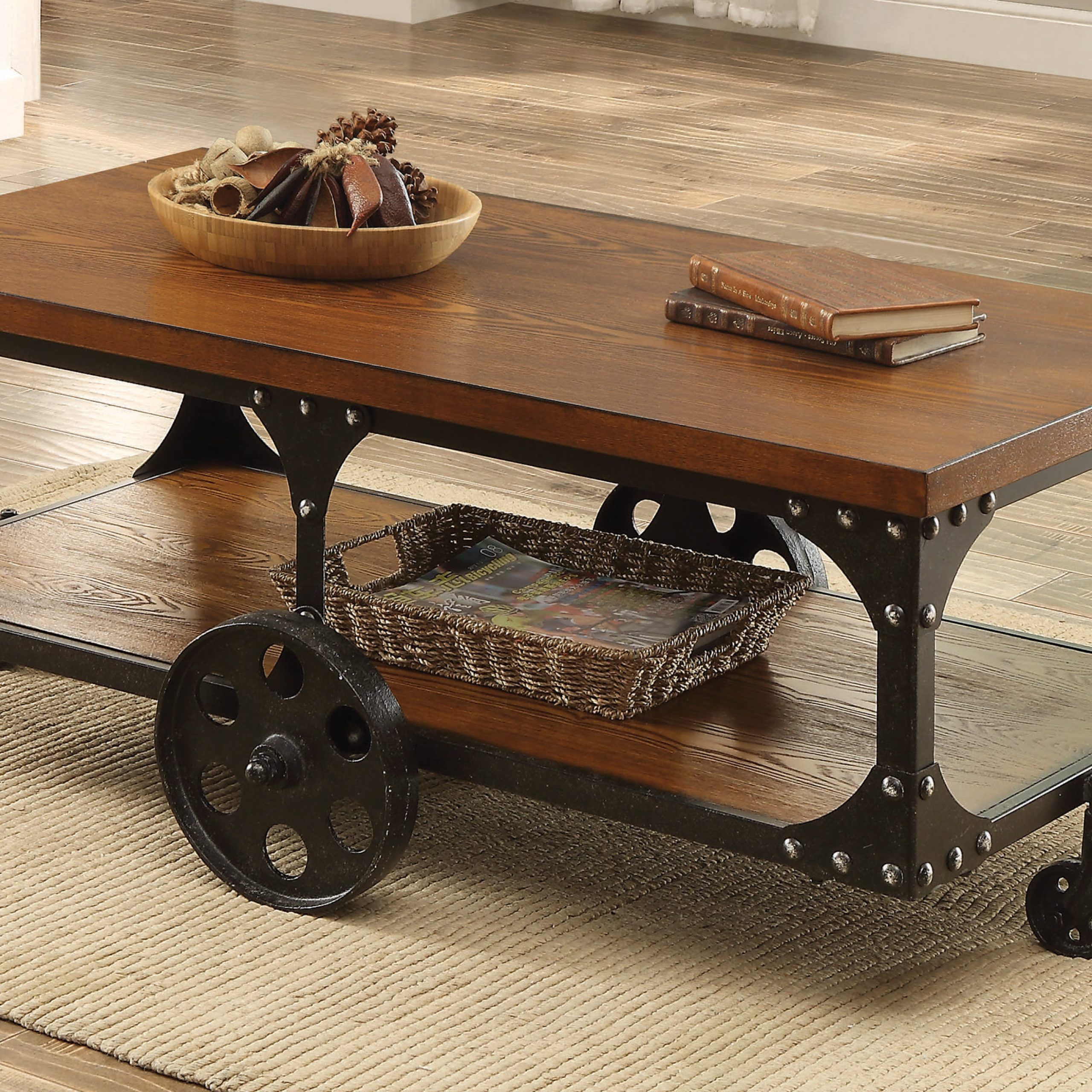 Shepherd Coffee Table With Casters Rustic Brown – Coaster Fi Intended For Coffee Tables With Casters (Gallery 7 of 21)