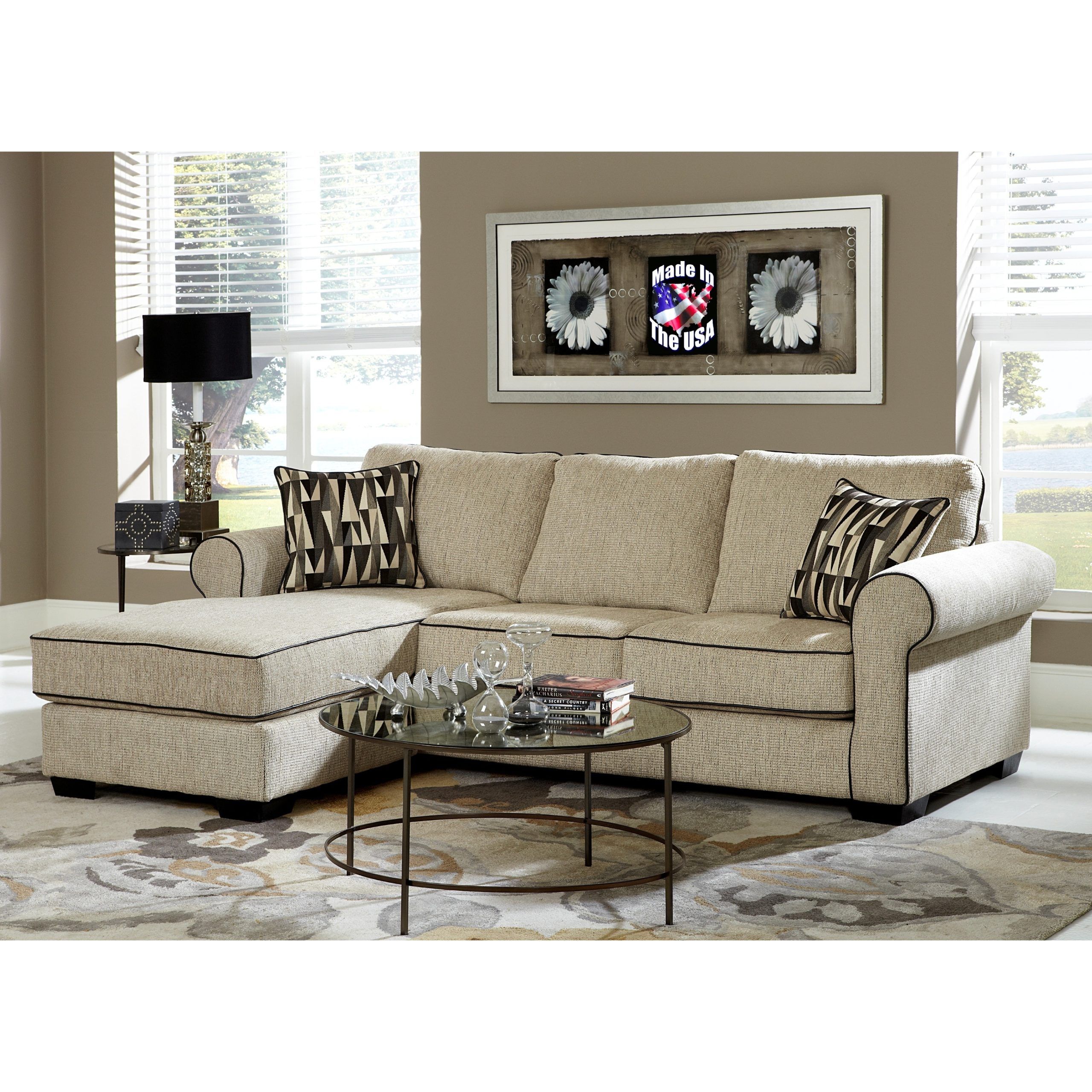 Shop Cream Chenille Reversible Sofa Chaise Sectional – Free Shipping With Regard To Chenille Sectional Sofas (View 9 of 20)