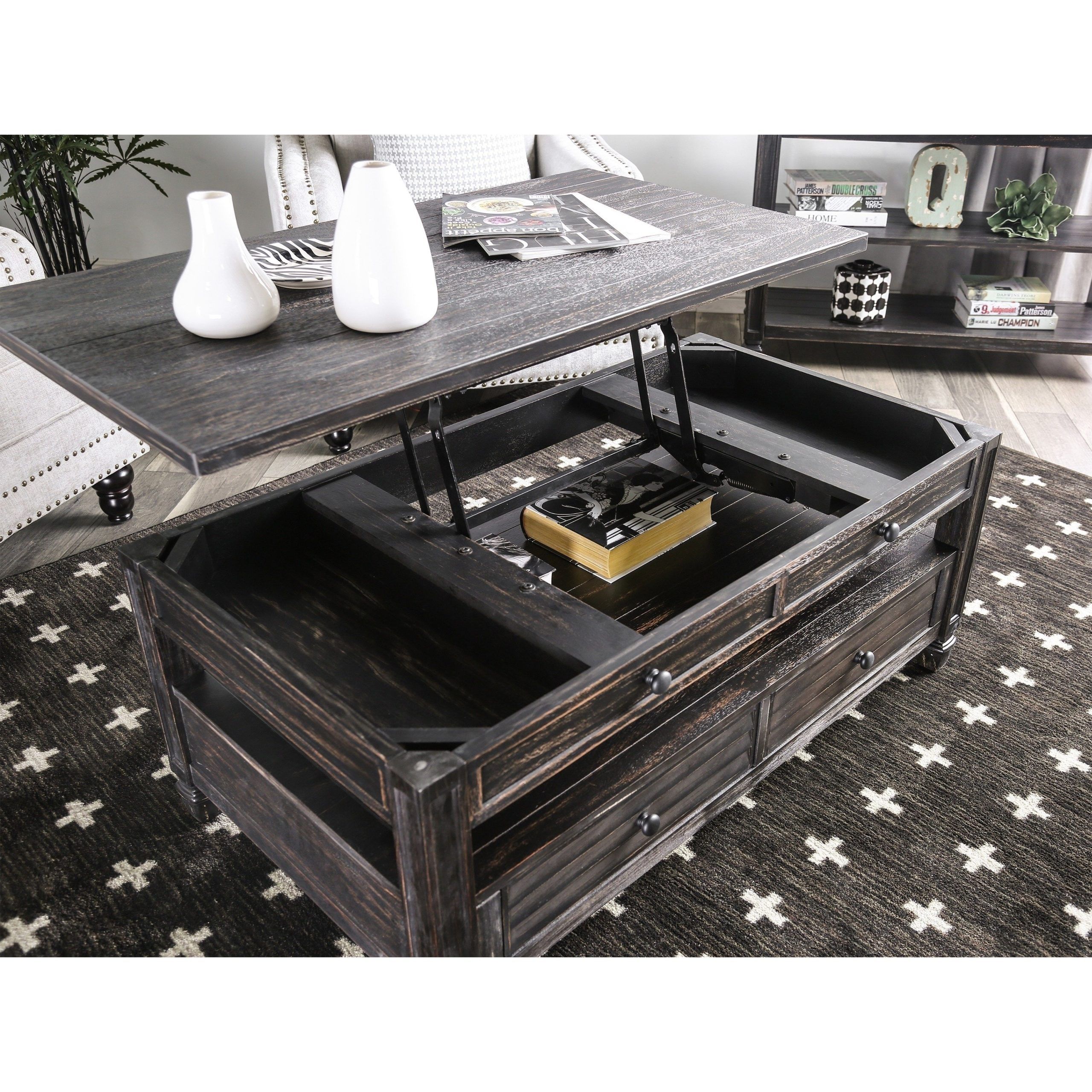 Shop Furniture Of America Vance Rustic Farmhouse Lift Top Coffee Table With Regard To Farmhouse Lift Top Tables (Gallery 5 of 20)