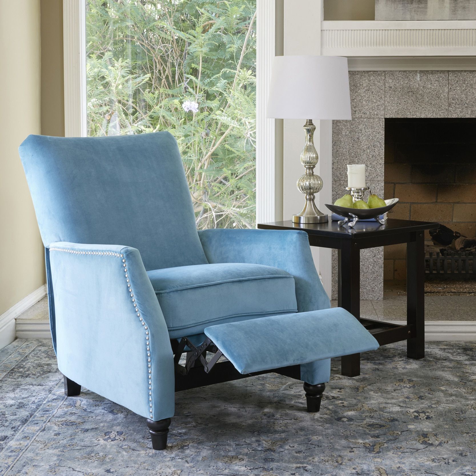 Shop Prolounger Turquoise Velvet Push Back Recliner Chair – Free With Regard To Modern Velvet Upholstered Recliner Chairs (Gallery 10 of 20)