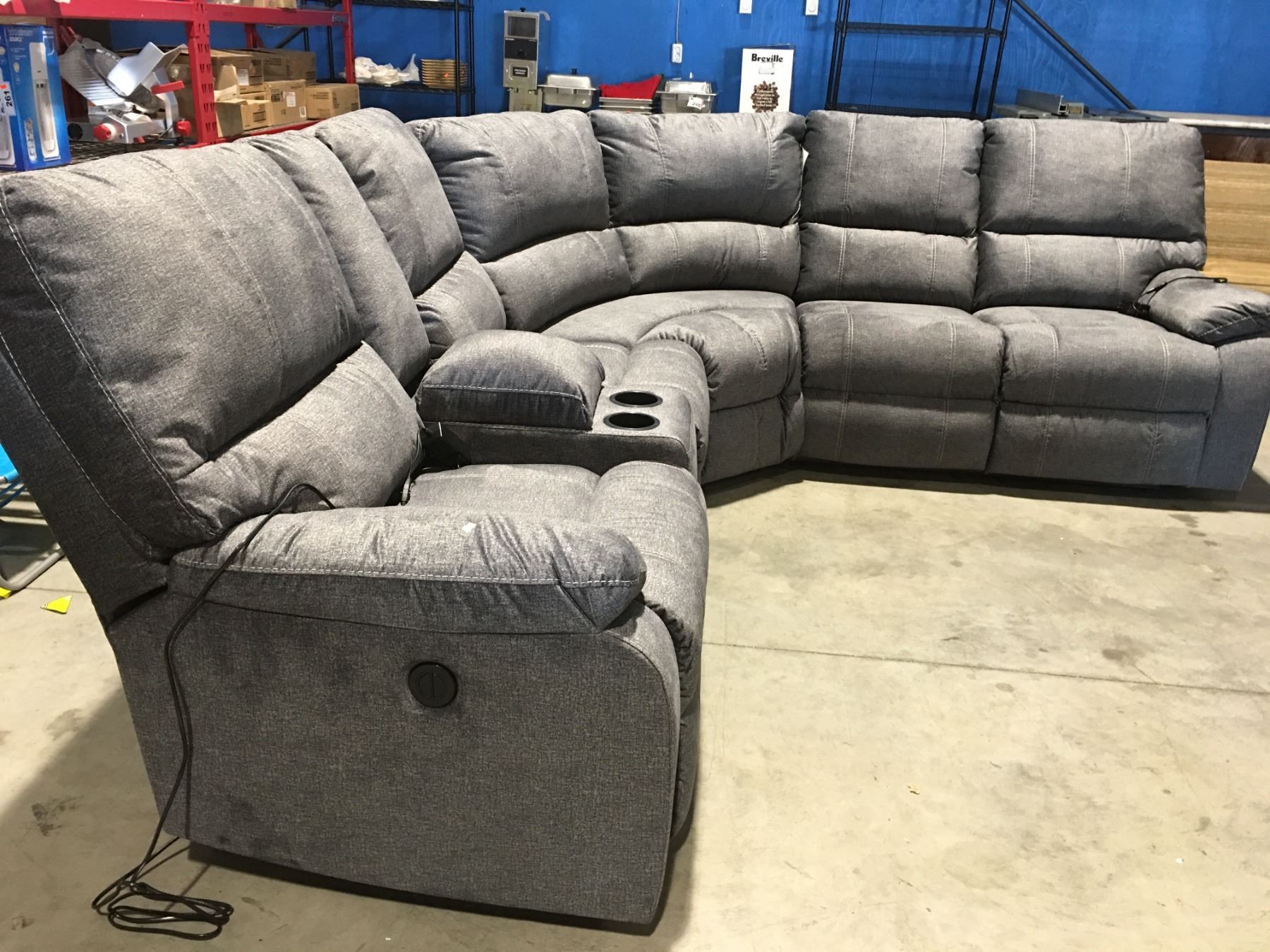 Signature Designashley Dark Grey Upholstered Power Recliner For Dark Grey Polyester Sofa Couches (Gallery 17 of 20)