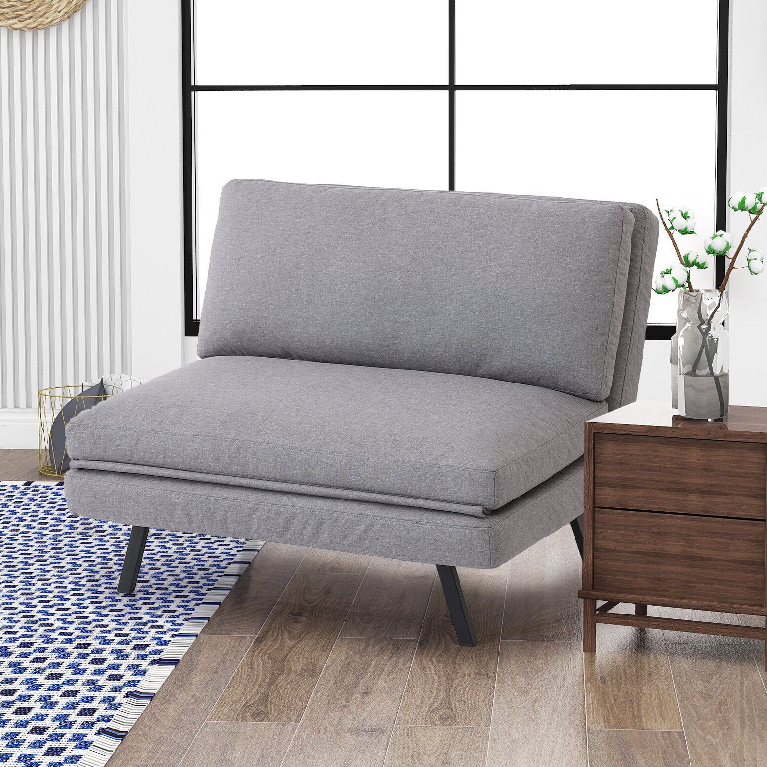 Smiaoer Tri Fold Fabric Convertible Futon, Sleeper Sofa Bed Flip Chair Regarding 4 In 1 Convertible Sleeper Chair Beds (View 19 of 20)