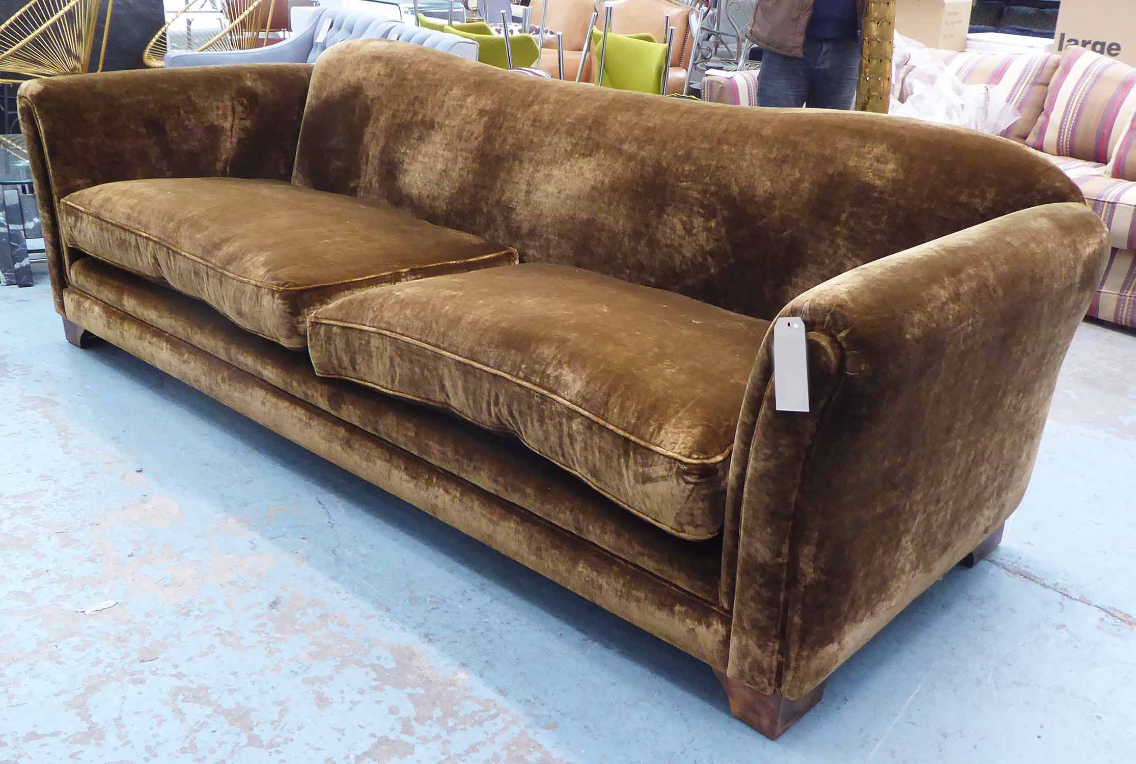 Sofa, Of Large Proportions In Chocolate Brown Velvet, 251cm W X 79cm H For Sofas In Chocolate Brown (View 17 of 20)