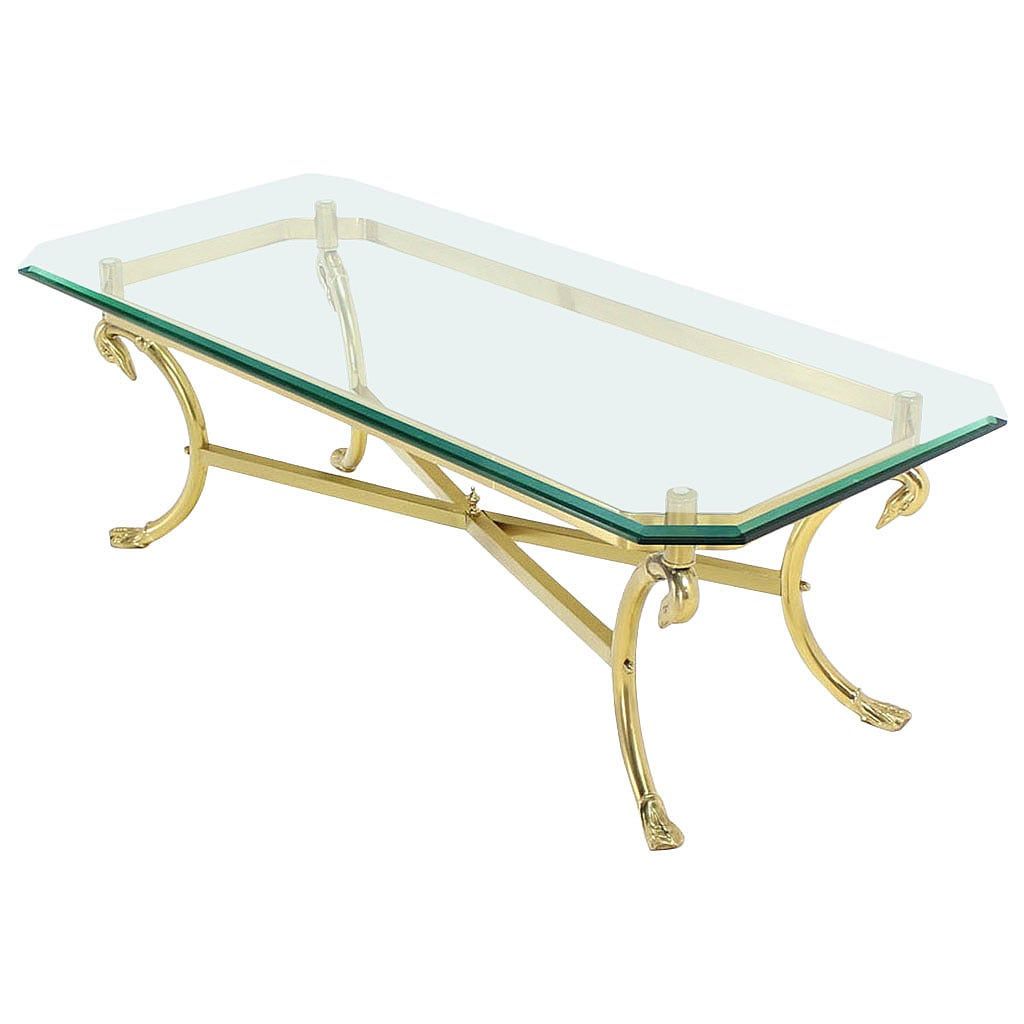 Solid Brass Base And Glass Top Rectangular Coffee Table At 1stdibs With Rectangular Coffee Tables With Pedestal Bases (Gallery 18 of 20)