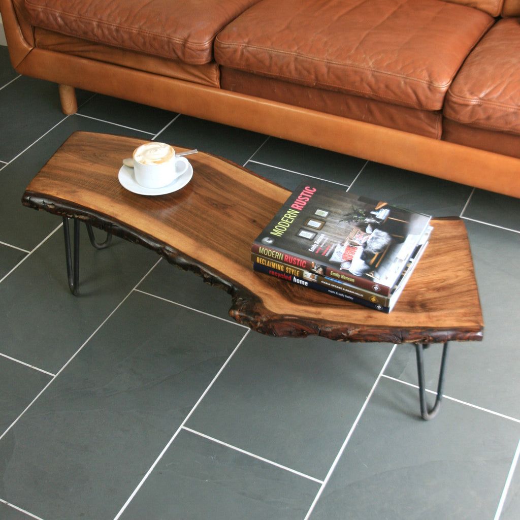 Solid Walnut Hairpin Leg Coffee Table – Mustard Vintage Inside Coffee Tables With Solid Legs (Gallery 18 of 20)