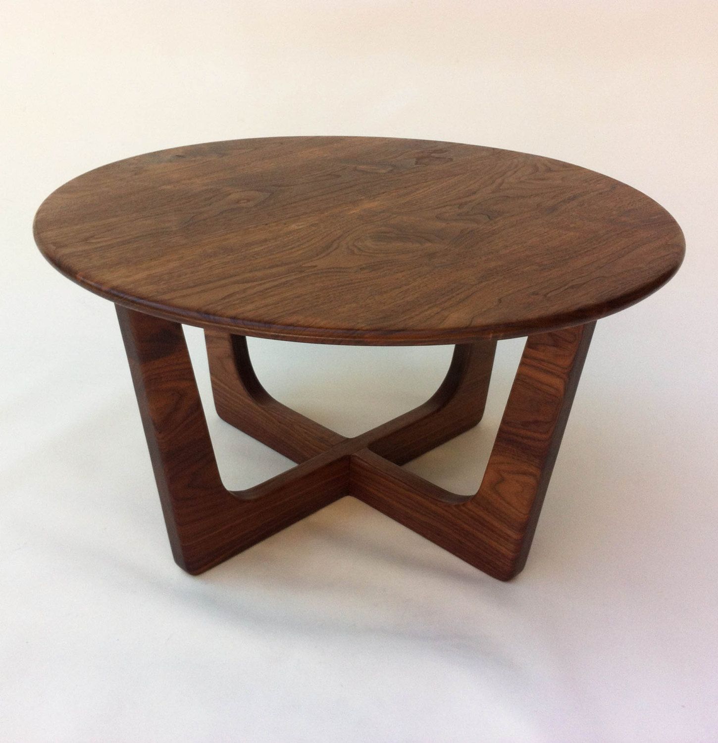 Solid Walnut Round Mid Century Modern Coffee Table In Mid Century Modern Coffee Tables (View 12 of 20)