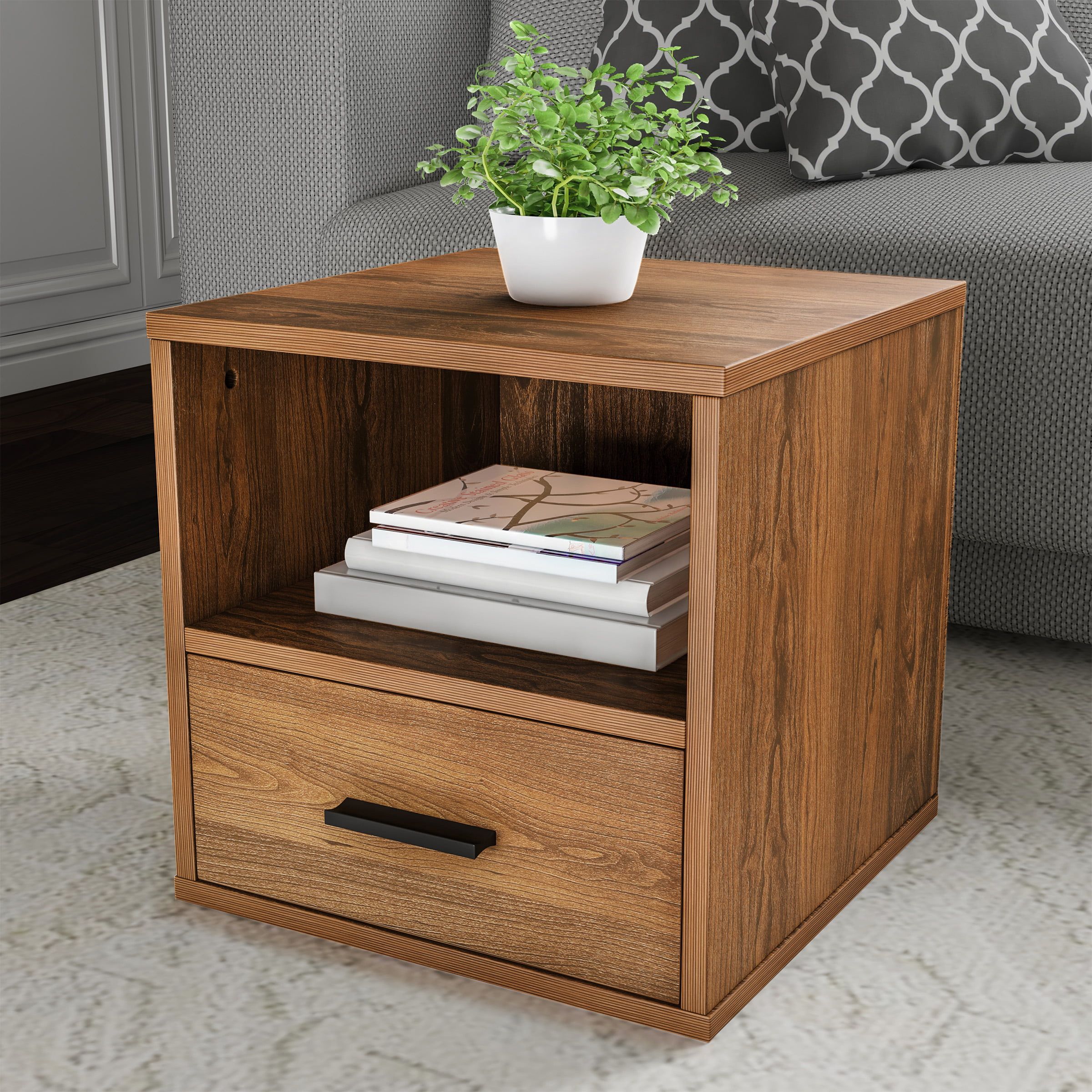 Somerset Home Modular End Table With Drawer & Shelf (brown) – Walmart In Freestanding Tables With Drawers (Gallery 1 of 20)