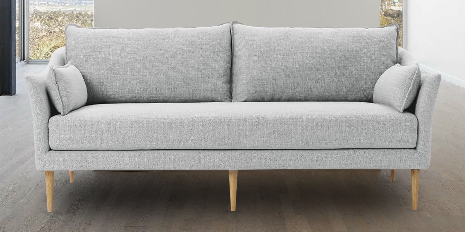 Soothe Fabric 3 Seater Sofa In Light Grey Colour – Dreamzz Furniture Regarding Sofas In Light Grey (View 10 of 20)