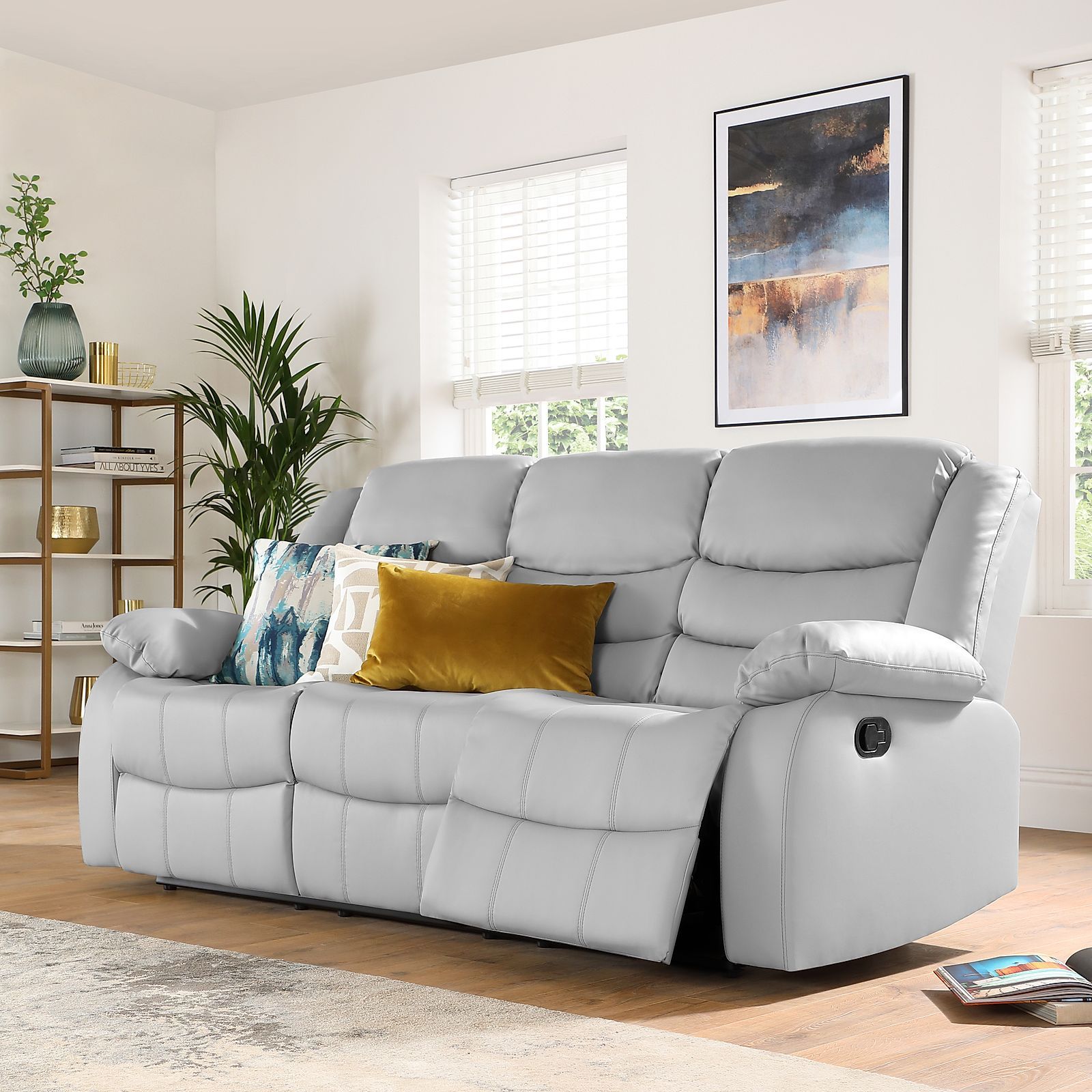 Sorrento Light Grey Leather 3 Seater Recliner Sofa | Furniture Choice For Sofas In Light Gray (View 12 of 22)