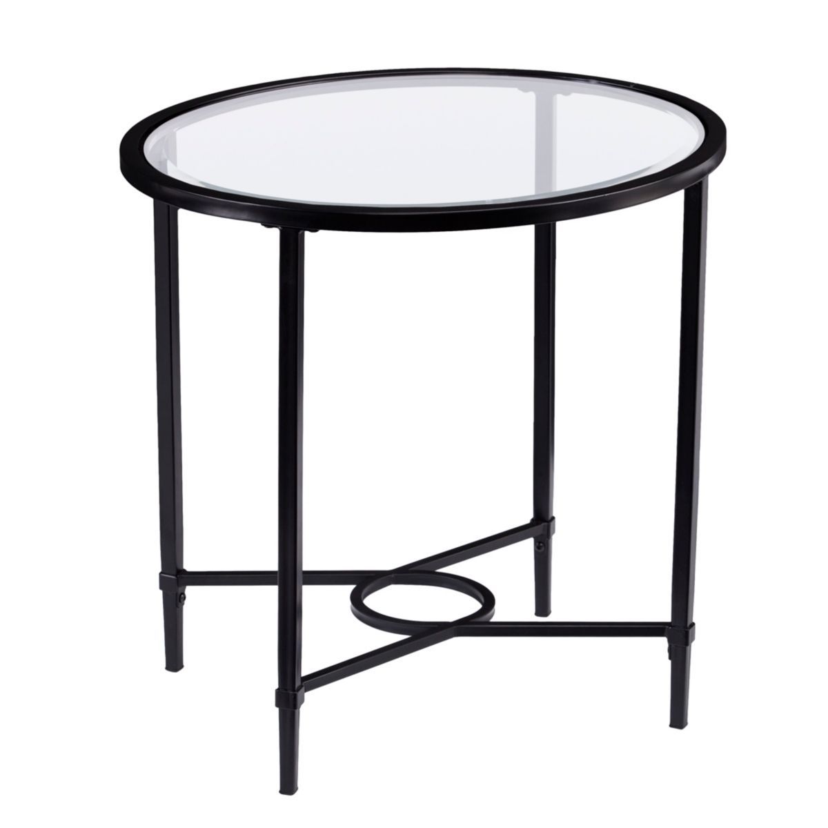 Southern Enterprises Carabella Metal And Glass Oval Side Table Throughout Tempered Glass Oval Side Tables (Gallery 18 of 20)