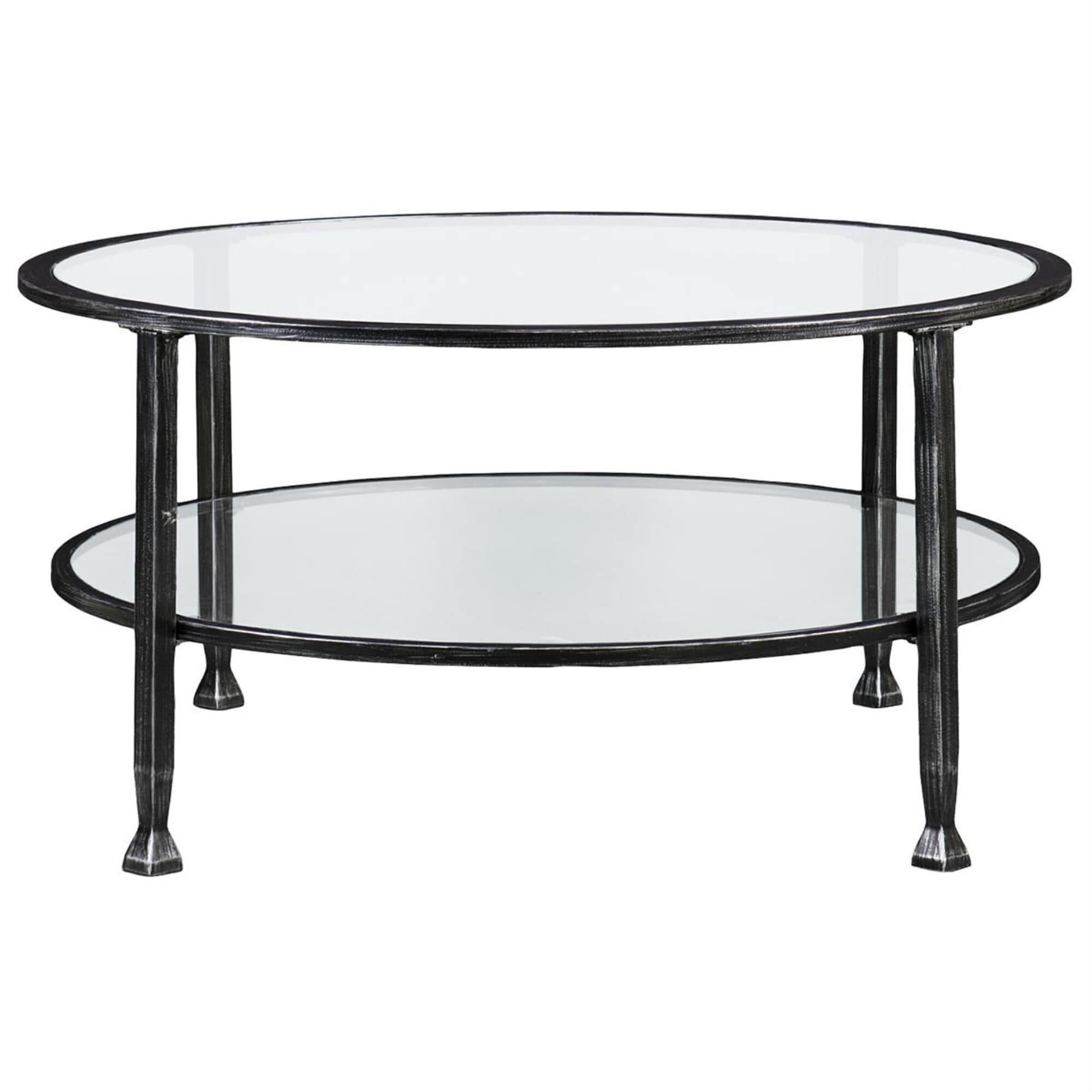 Southern Enterprises Jaymes Round Coffee Table In Distressed Black And Regarding Southern Enterprises Larksmill Coffee Tables (View 9 of 20)