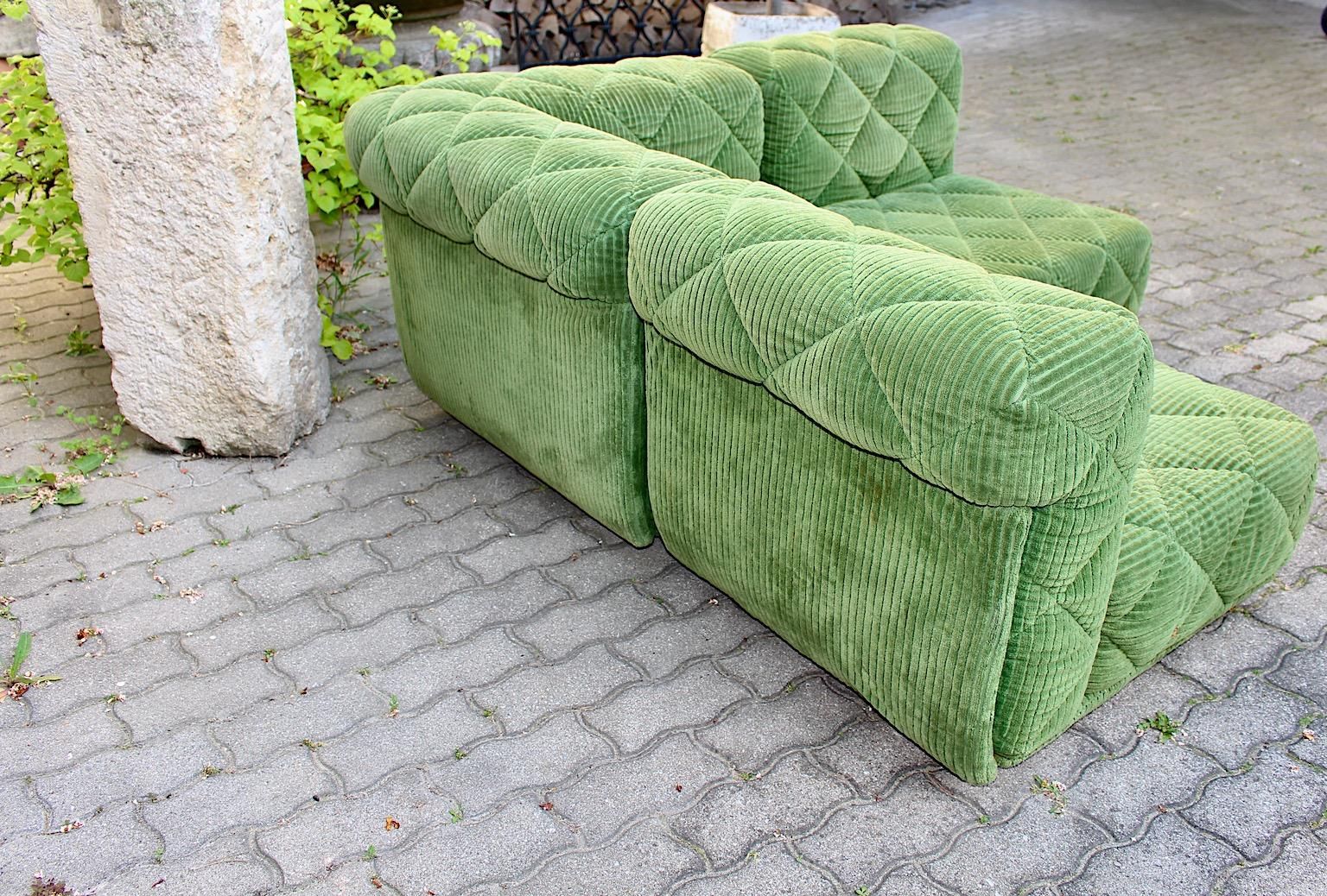 Space Age Vintage Green Velvet Sectional Modular Sofa Wittmann 1970s Inside Green Velvet Modular Sectionals (Gallery 17 of 20)