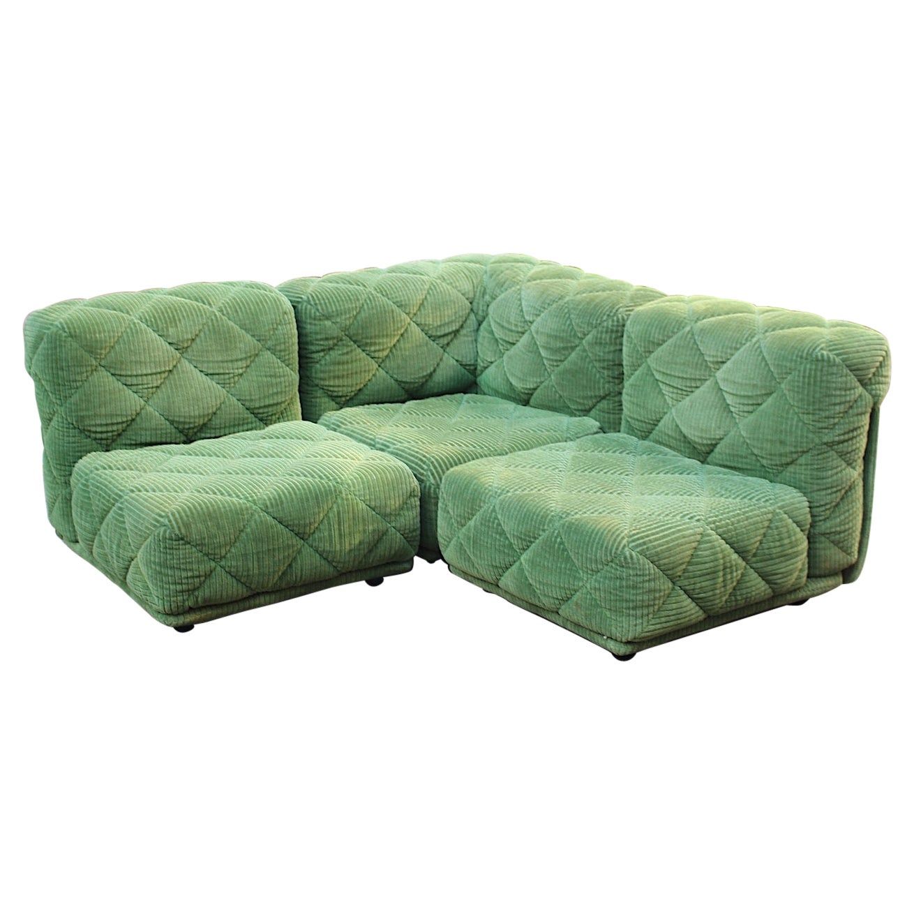 Space Age Vintage Green Velvet Sectional Modular Sofa Wittmann 1970s Inside Green Velvet Modular Sectionals (View 15 of 20)