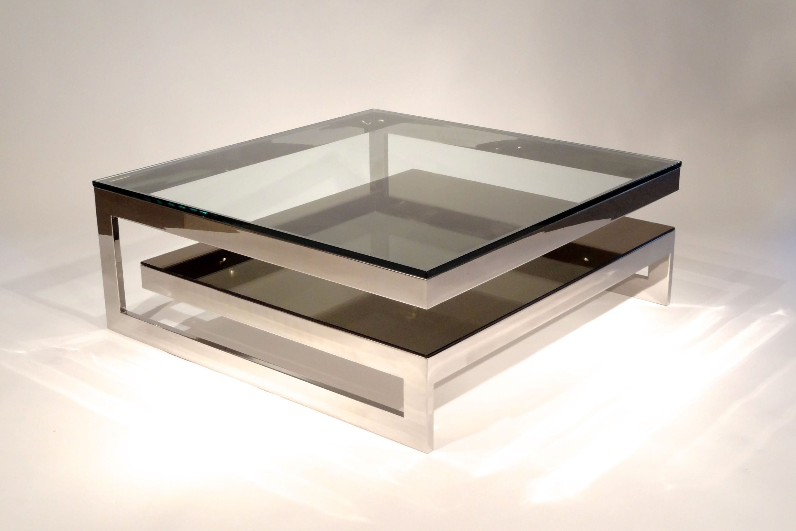 Square Glass Coffee Table – Foter Inside Glass Coffee Tables With Lower Shelves (View 10 of 20)