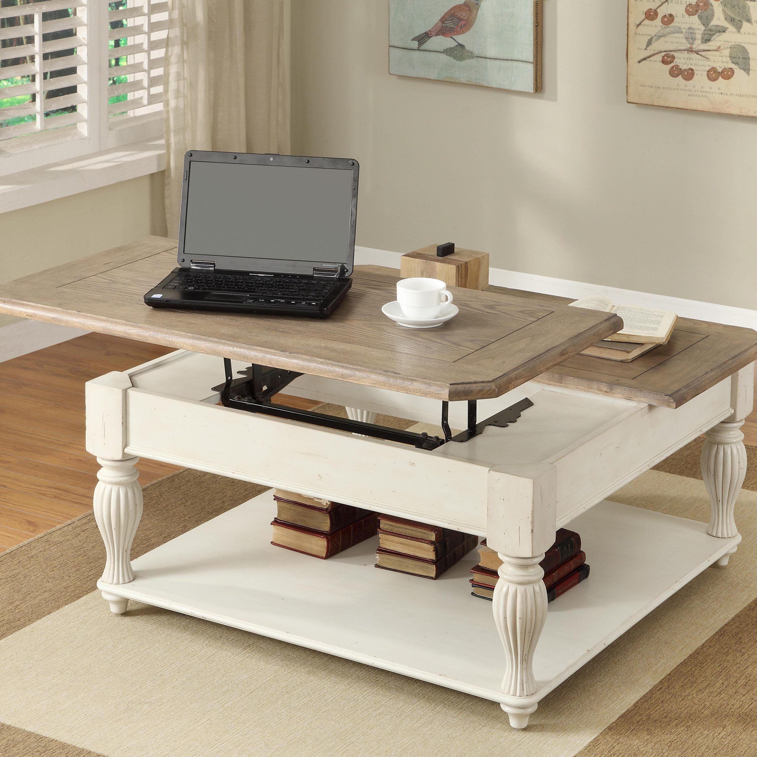 Square Lift Top Coffee Table With Fixed Bottom Shelfriverside With Transitional Square Coffee Tables (View 9 of 20)