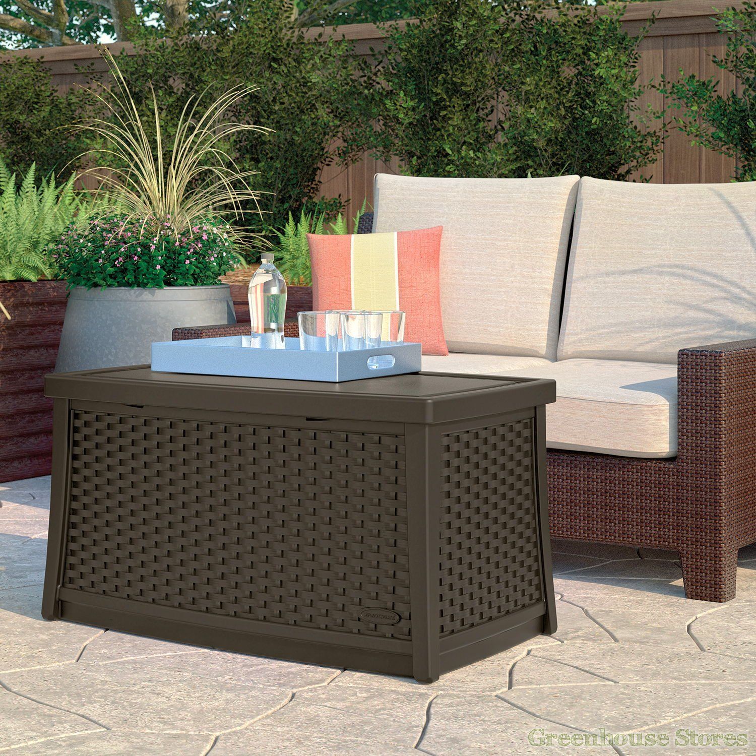 Suncast Coffee Table With Storage Box | Outdoor Coffee Tables, Coffee Regarding Outdoor Coffee Tables With Storage (Gallery 7 of 20)