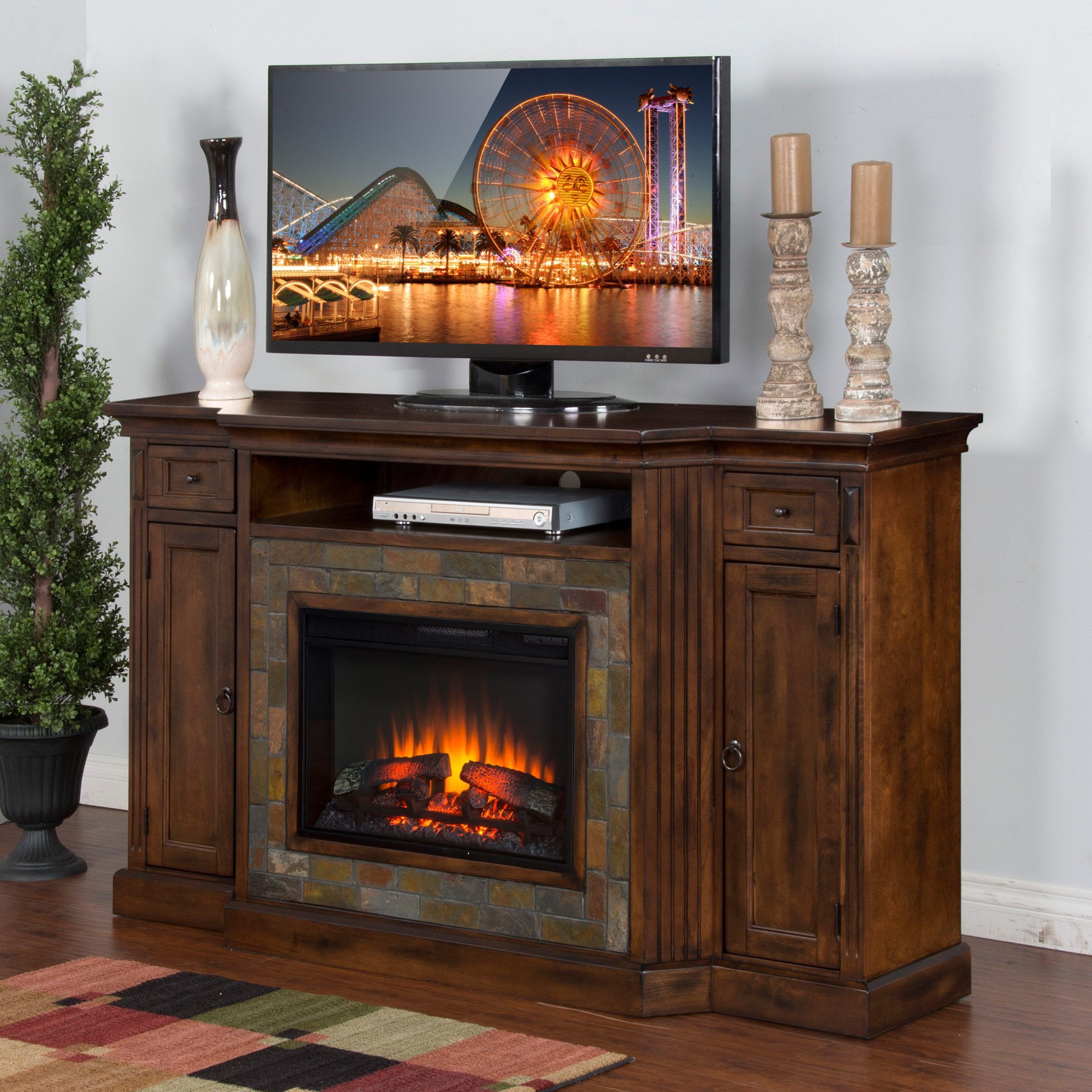 Sunny Designs Santa Fe 72 In. Electric Fireplace Tv Console – Walmart Inside Electric Fireplace Tv Stands (Gallery 2 of 20)