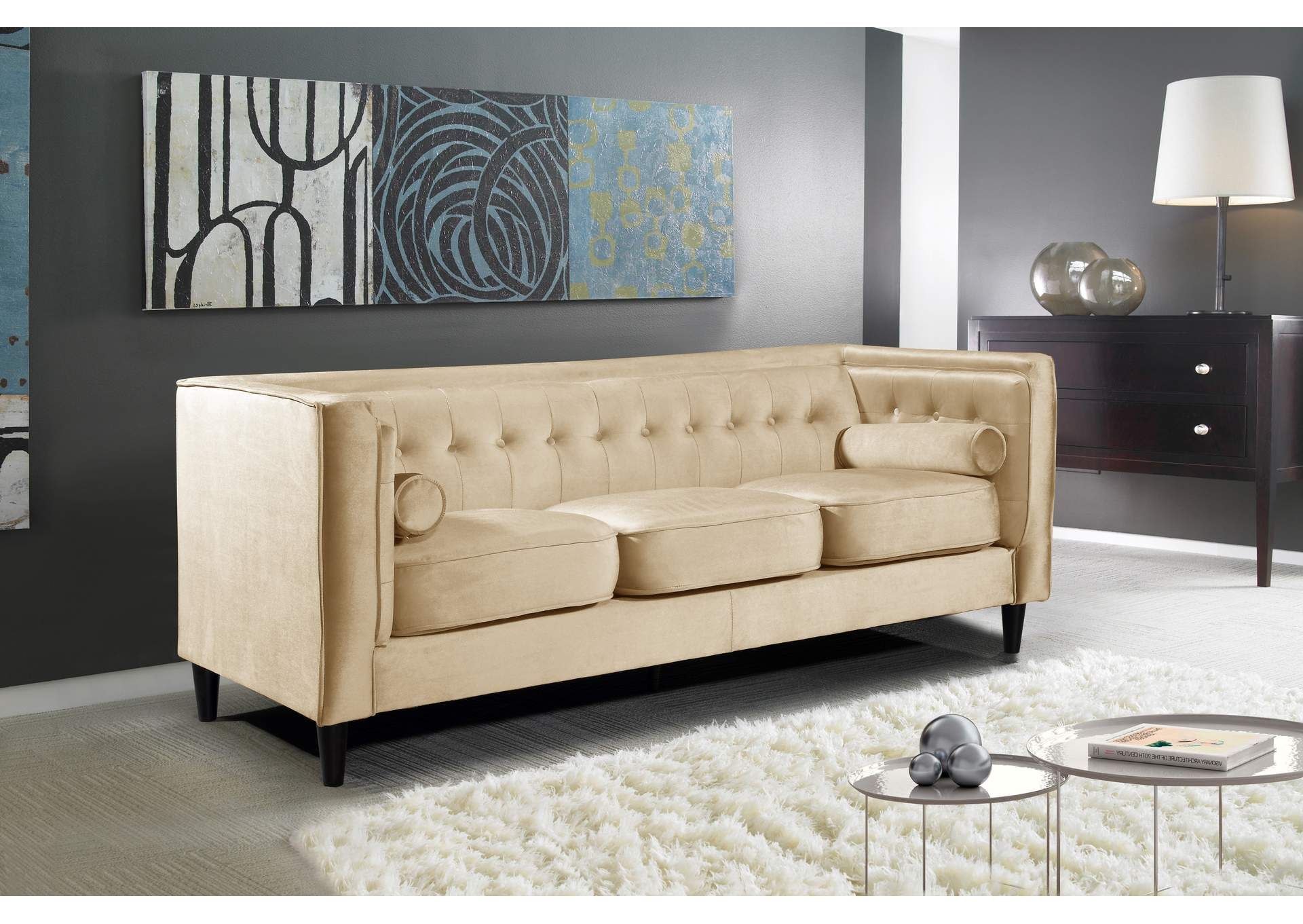 Taylor Beige Velvet Sofa Best Buy Furniture And Mattress Intended For Elegant Beige Velvet Sofas (View 15 of 20)