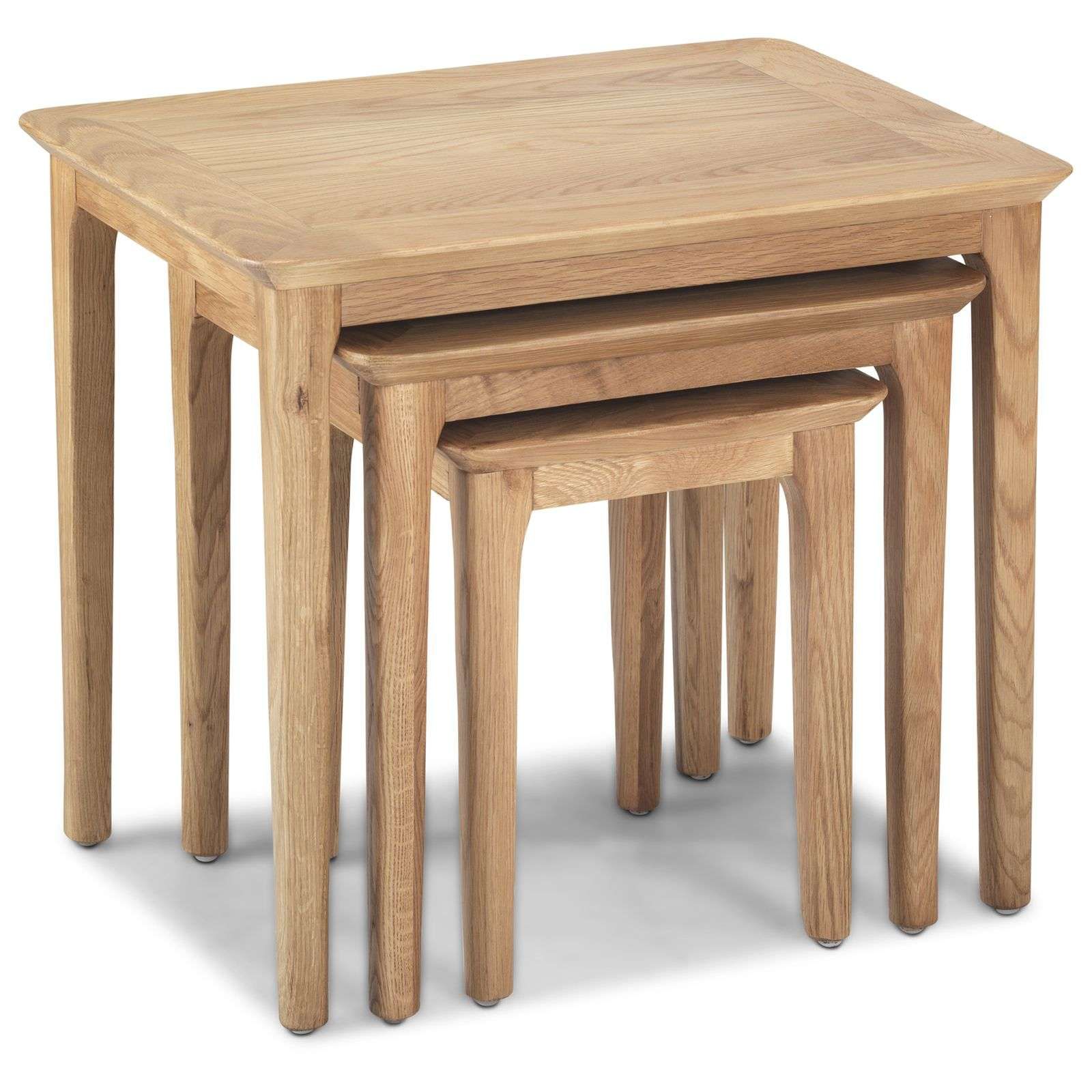 Telford Solid Oak Nest Of Three Coffee Tables – Discount Throughout Coffee Tables Of 3 Nesting Tables (View 8 of 20)
