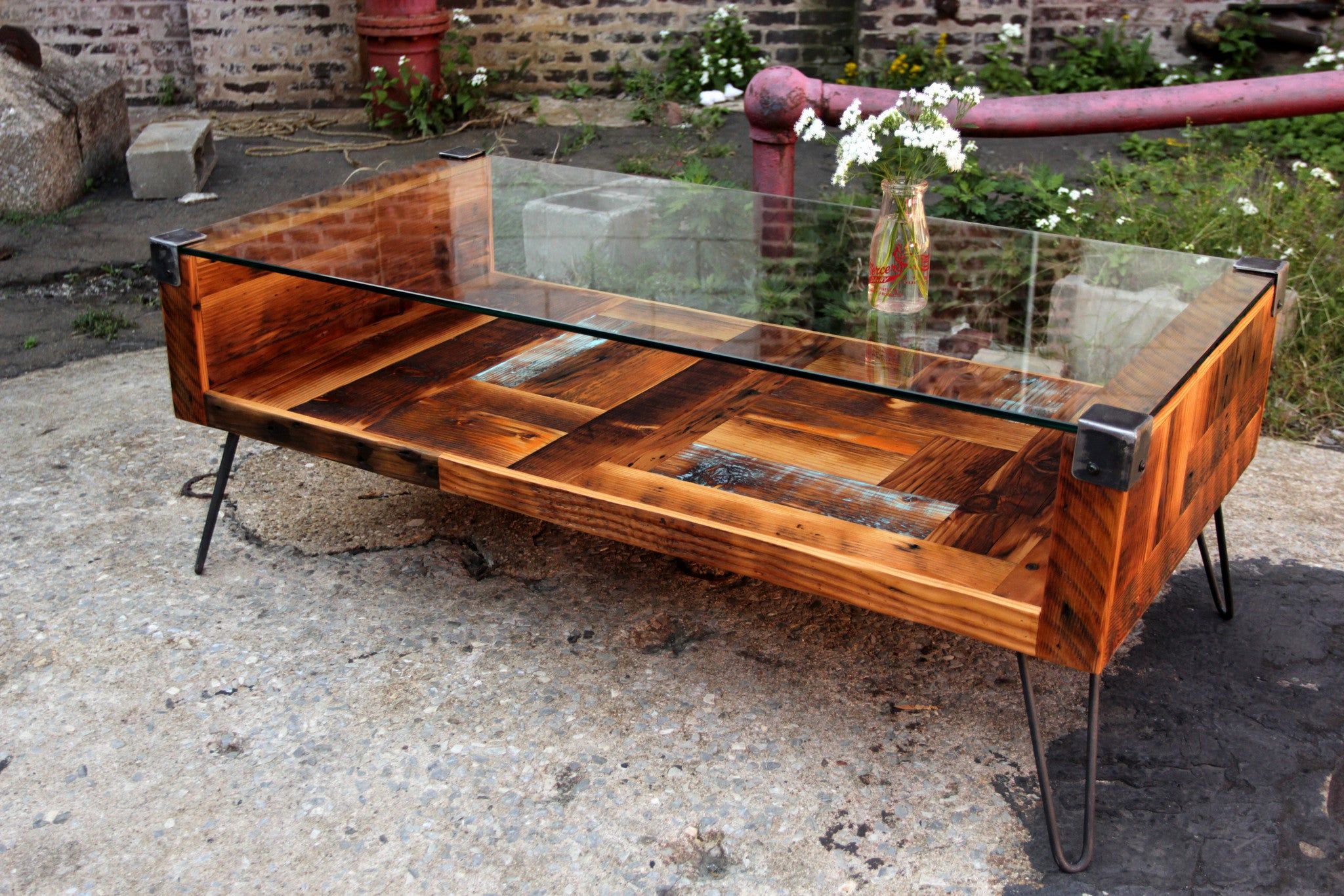 Tempered Glass Coffee Table – Recycled Brooklyn With Wood Tempered Glass Top Coffee Tables (Gallery 7 of 20)