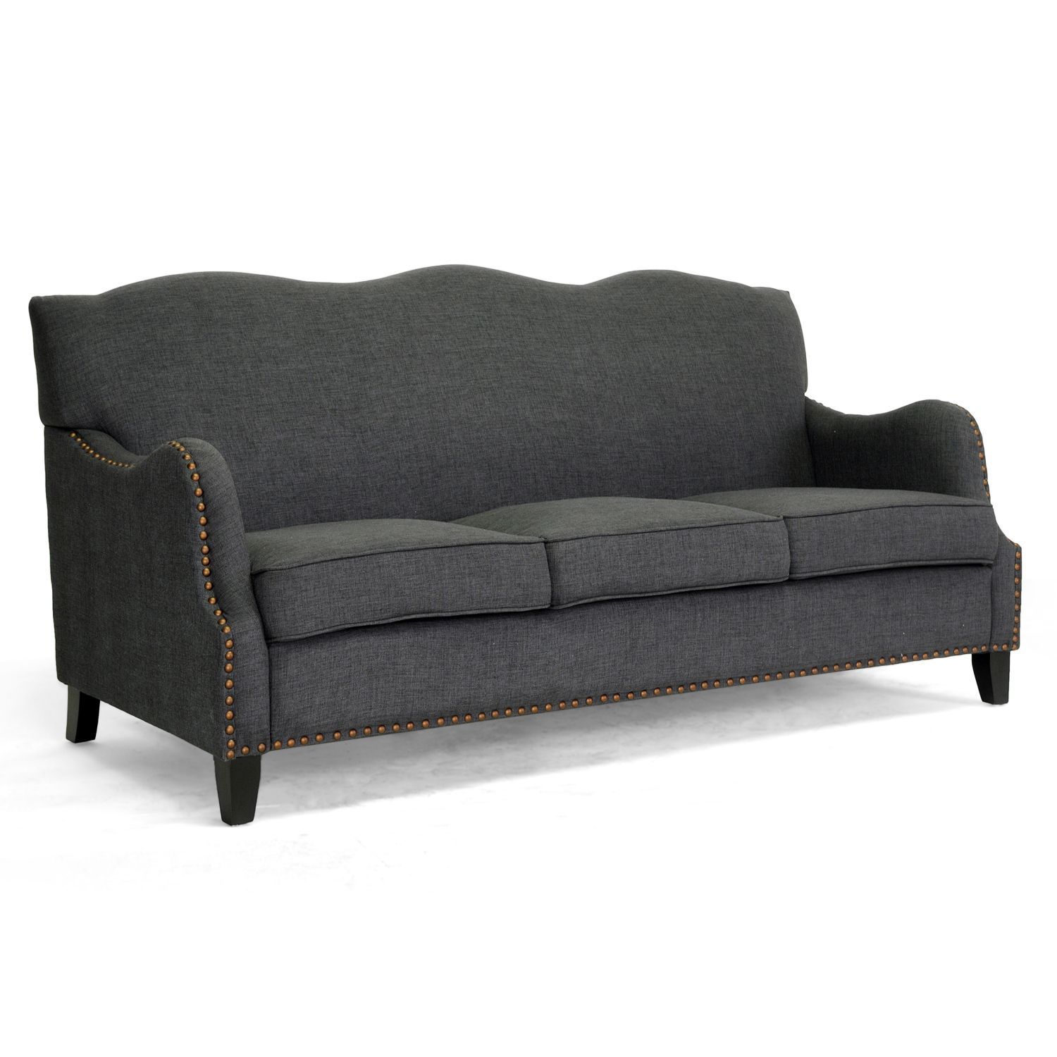 The Dark Charcoal Grey Linen Sofa Features Stylish Curves On The Regarding Gray Linen Sofas (View 18 of 20)