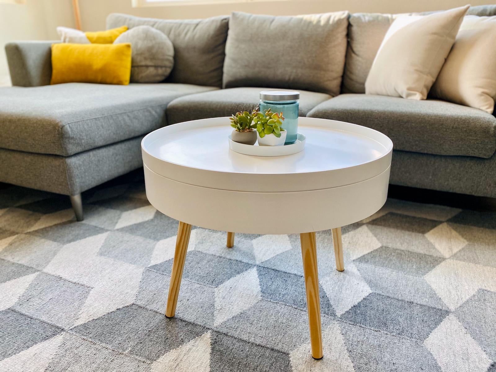 The Simple Project Zoe Mid Century Wood With Storage Round Coffee Table Inside Round Coffee Tables With Storage (View 6 of 20)