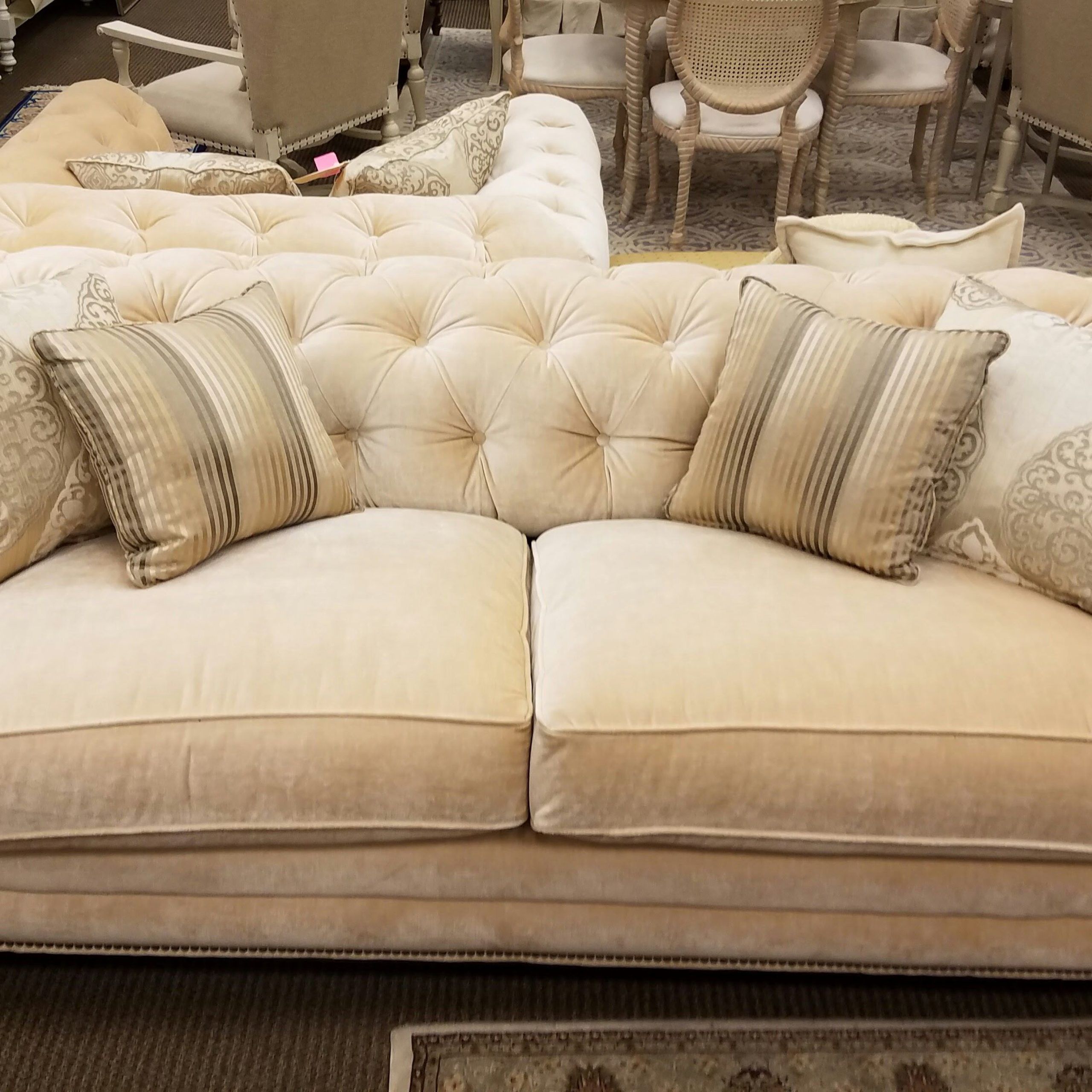 This Elegant Cream Tufted Sofa Is Priced At $ (View 3 of 20)