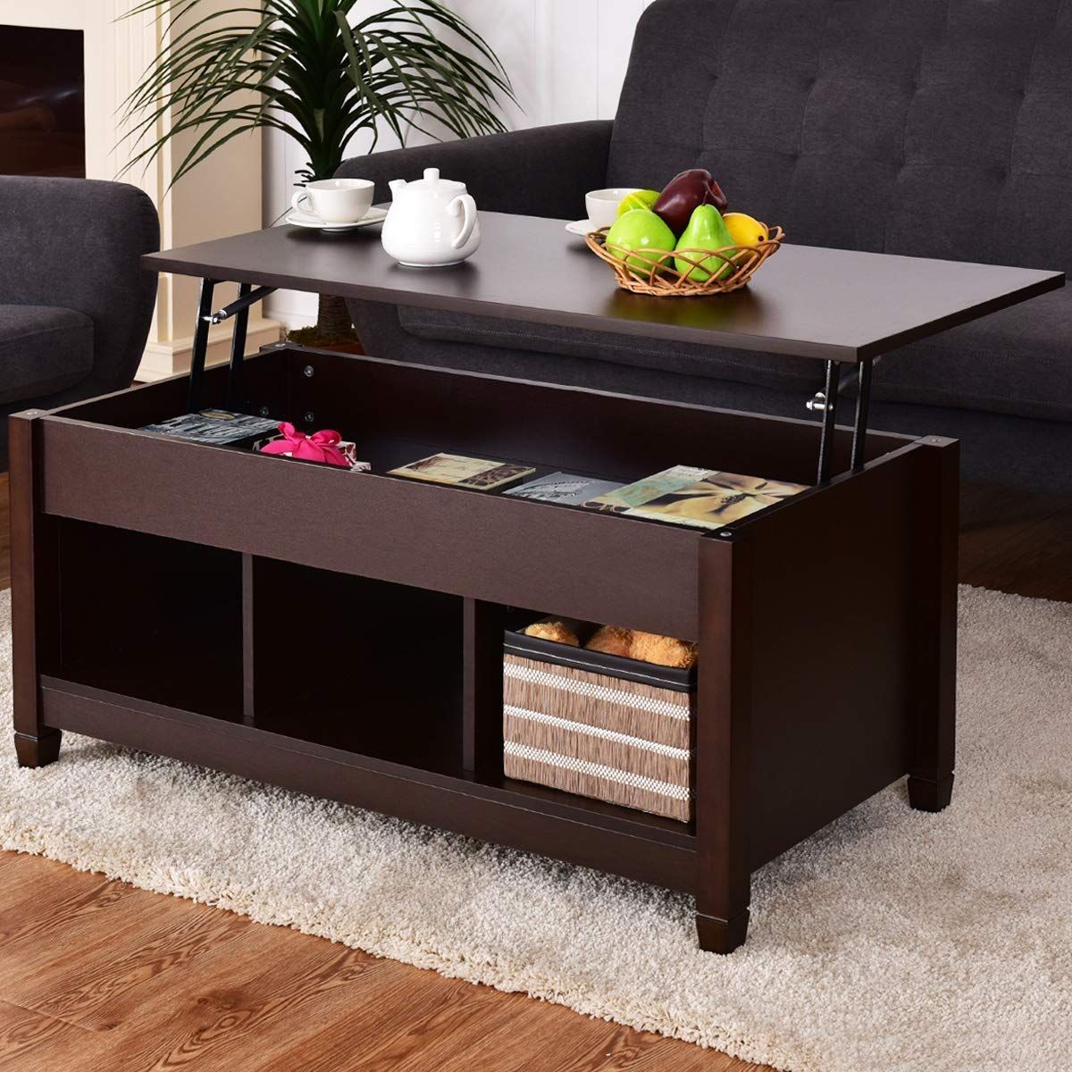 This Mid Century Modern Lift Top Coffee Table In A Beautiful Dark Wood For Modern Wooden Lift Top Tables (View 13 of 20)