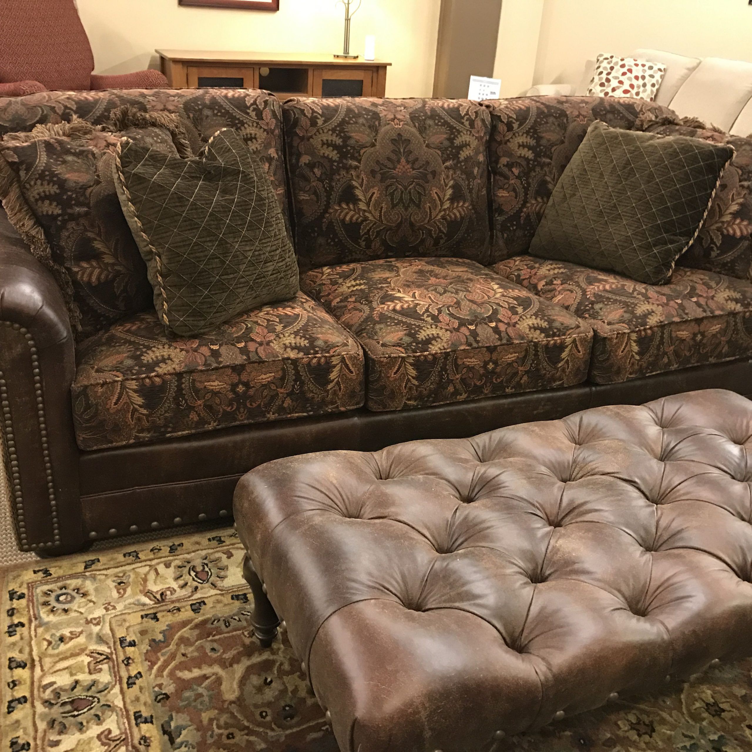This Sofa And Ottoman Offer A Fabric Combination Along With The Nail Within Sofas With Ottomans (Gallery 15 of 20)