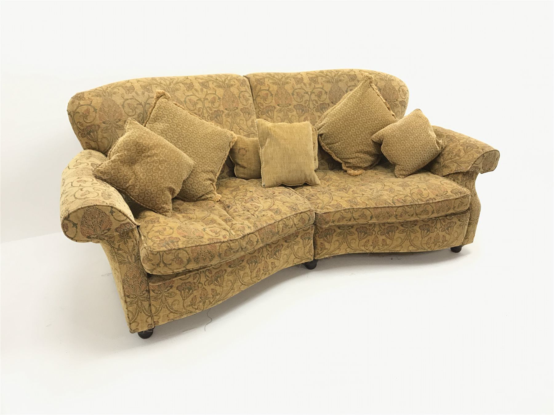 Three Seat Curved Traditional Sofa, Scrolled Arms, Upholstered In A Regarding Sofas With Curved Arms (Gallery 7 of 20)