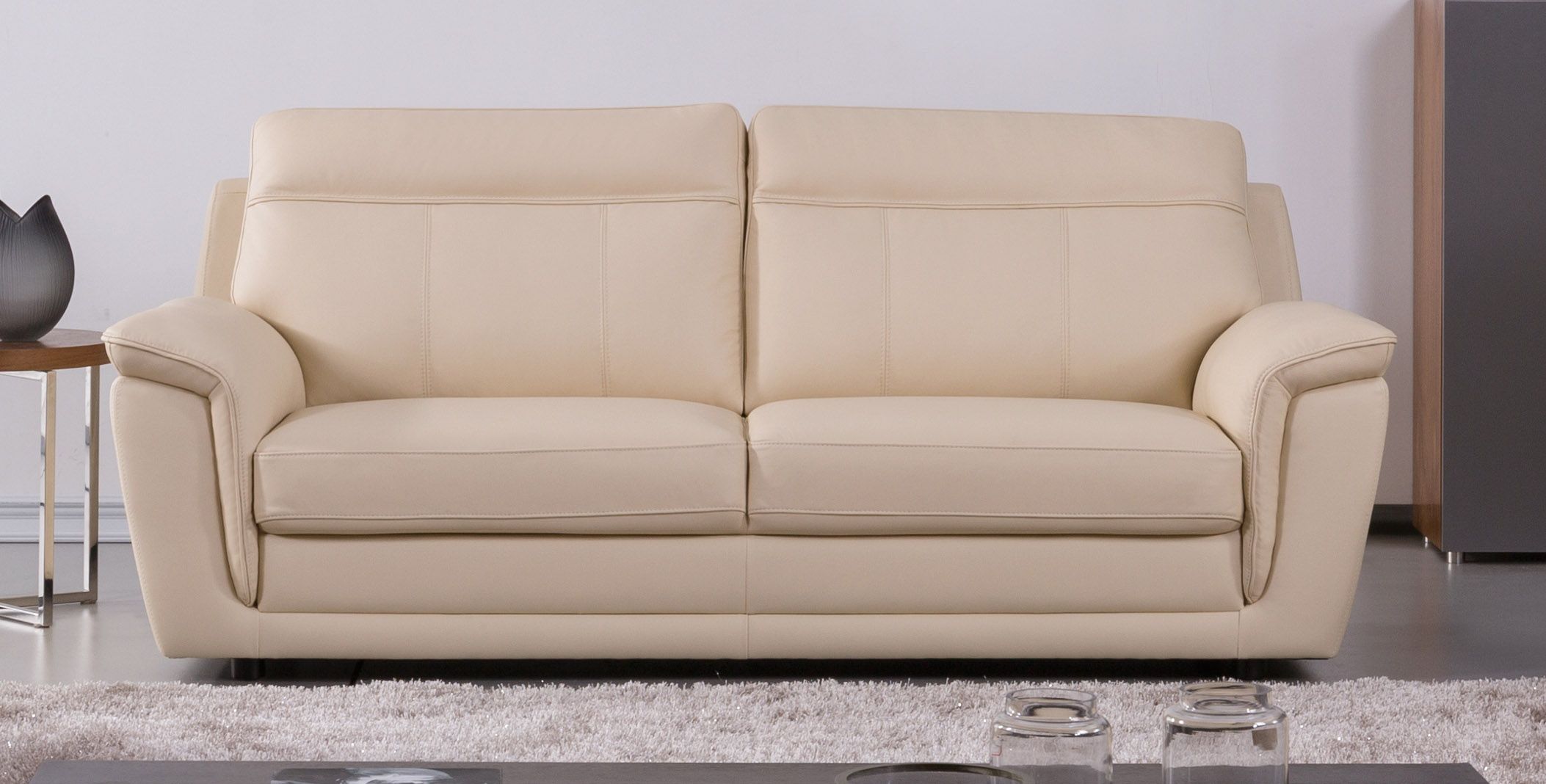 Top Grain Italian Leather Beige Three Piece Sofa Set Philadelphia With Regard To Sofas In Beige (View 7 of 20)