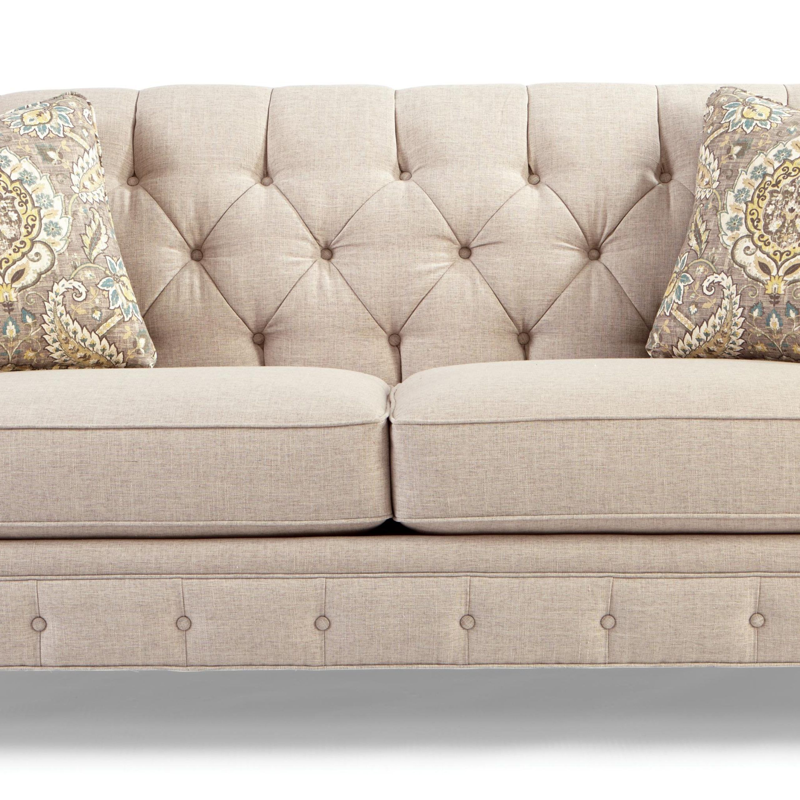 Traditional Button Tufted Sofa With Wide Flared Armscraftmaster Within Tufted Upholstered Sofas (View 4 of 20)