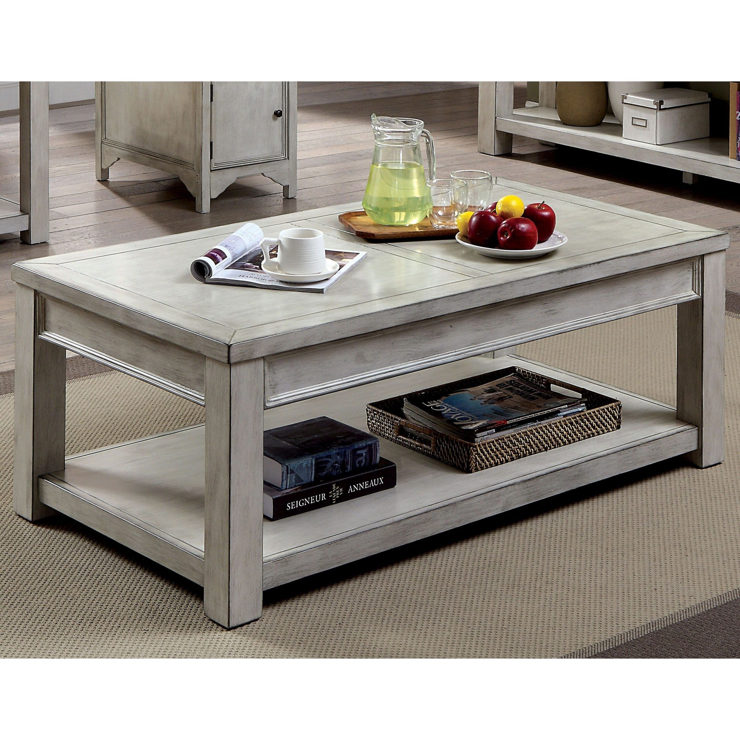Transitional Rustic Coffee Tables – Furniture Of America Cm43643pk Intended For Transitional Square Coffee Tables (Gallery 12 of 20)