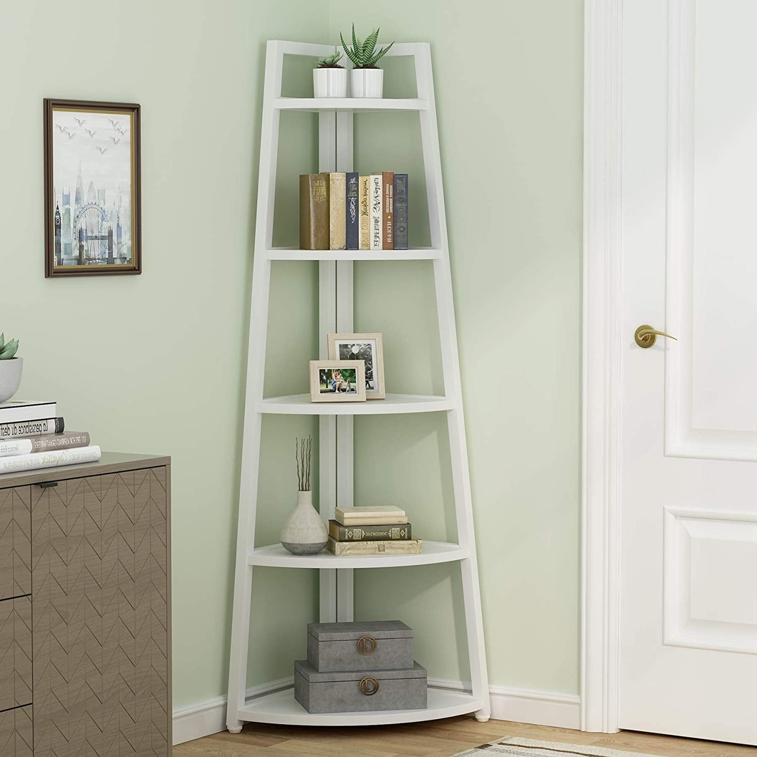 Tribesigns 70 Inches Tall Corner Shelf Stand, Industrial 5 Tier Corner Within Modern Stands With Shelves (View 18 of 20)