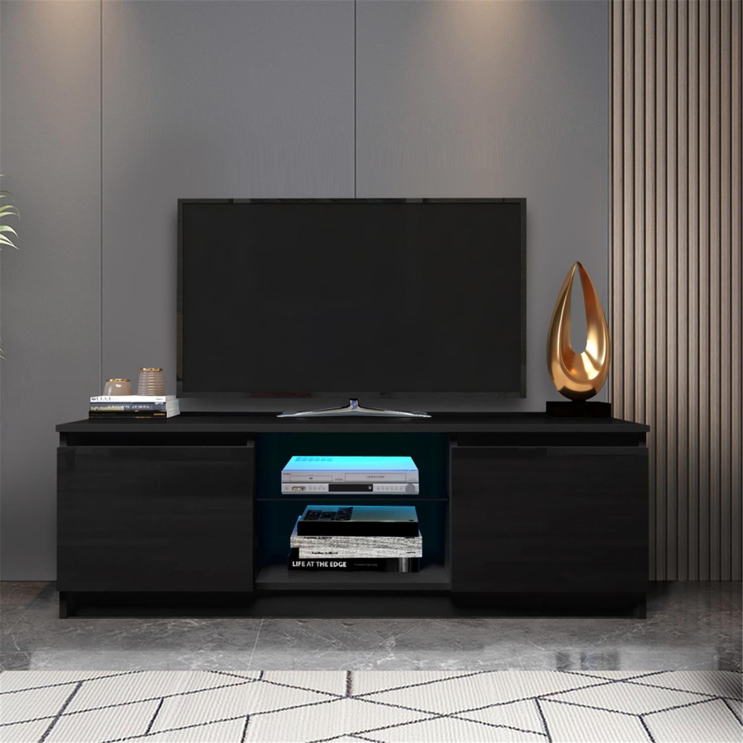Tv Stand With Led Lights, Modern Led Tv Cabinet With Storage Drawers With Regard To Led Tv Stands With Outlet (View 9 of 20)