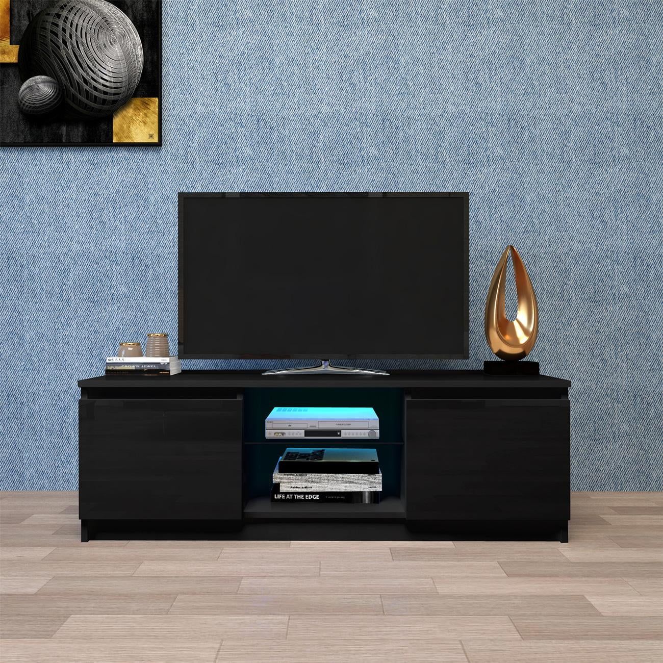 Tv Stand With Storage Drawers Shelves Led Rgb Lights, For Flat Tv 40 55 In Tv Stands With Lights (View 13 of 20)