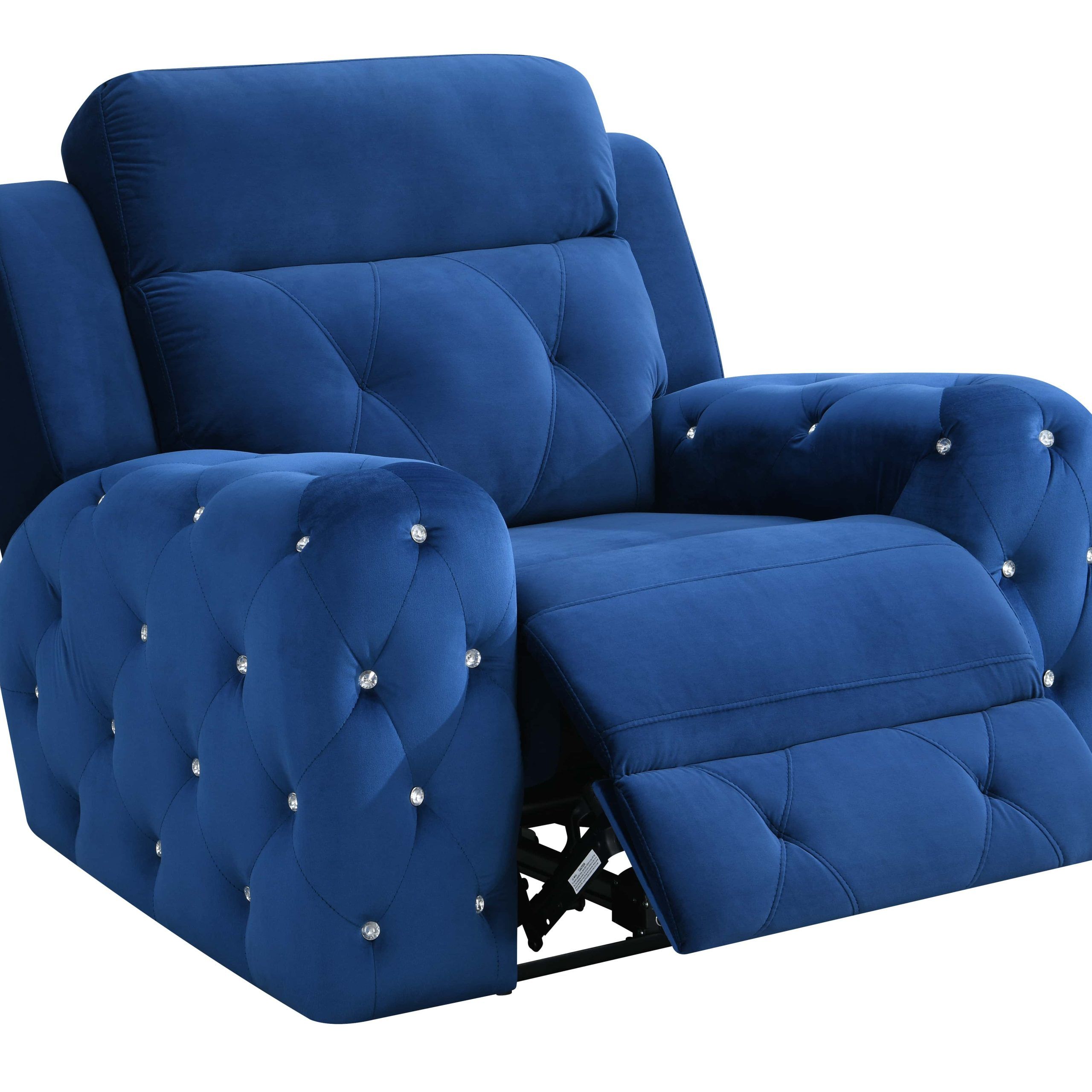 U8311 Blue Velvet Power Recliner Chairglobal Furniture With Regard To Modern Velvet Upholstered Recliner Chairs (View 16 of 20)
