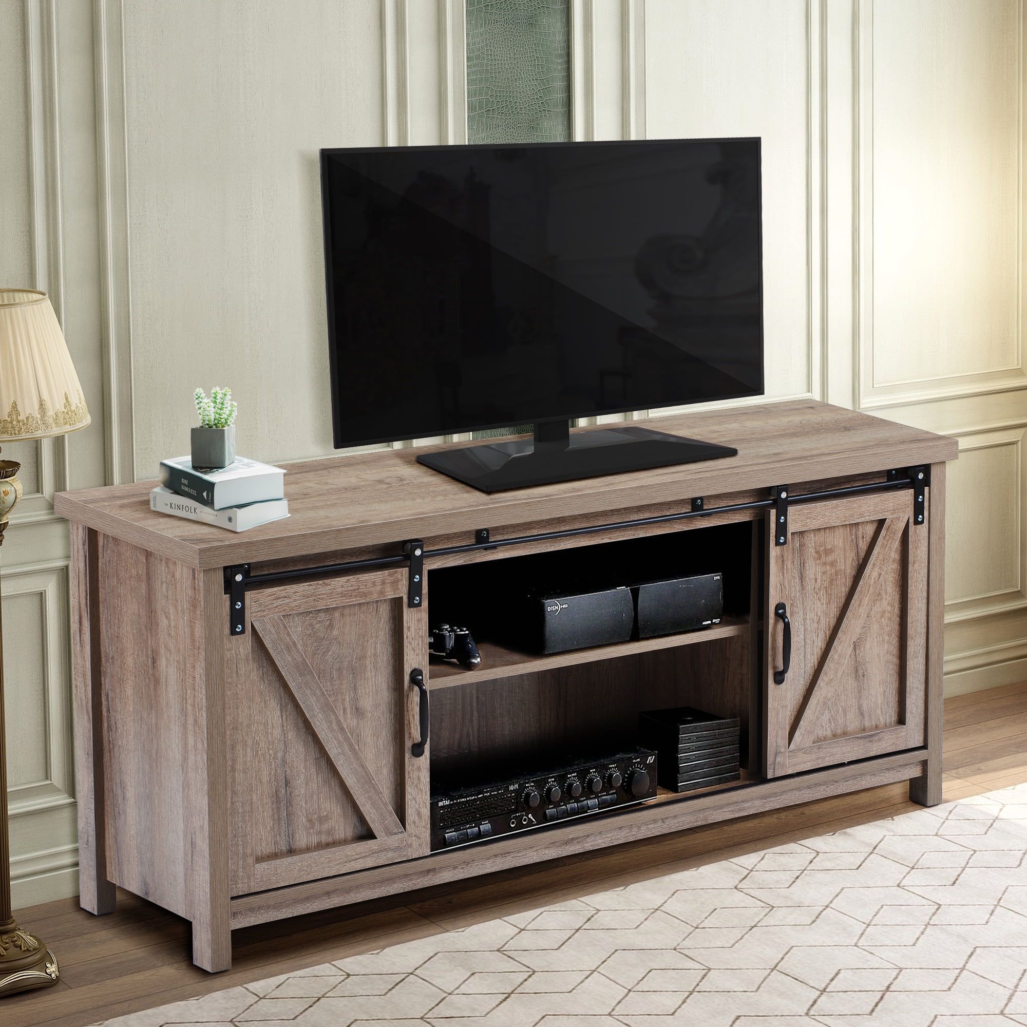 Uhomepro Rustic Tv Stand, Farmhouse Modern Tv Stand For Tv's Up To 60 For Farmhouse Stands For Tvs (Gallery 19 of 20)