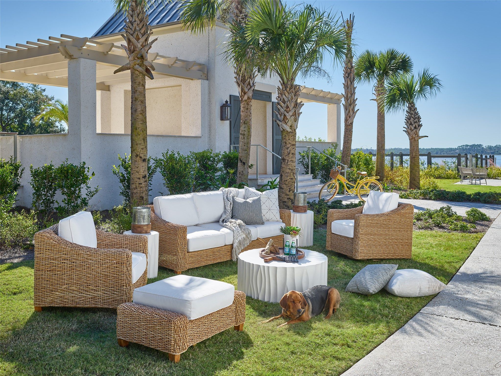 Universal Explore Home™ Coastal Living Outdoor Geneva Abaco White For Natural Outdoor Cocktail Tables (View 4 of 20)