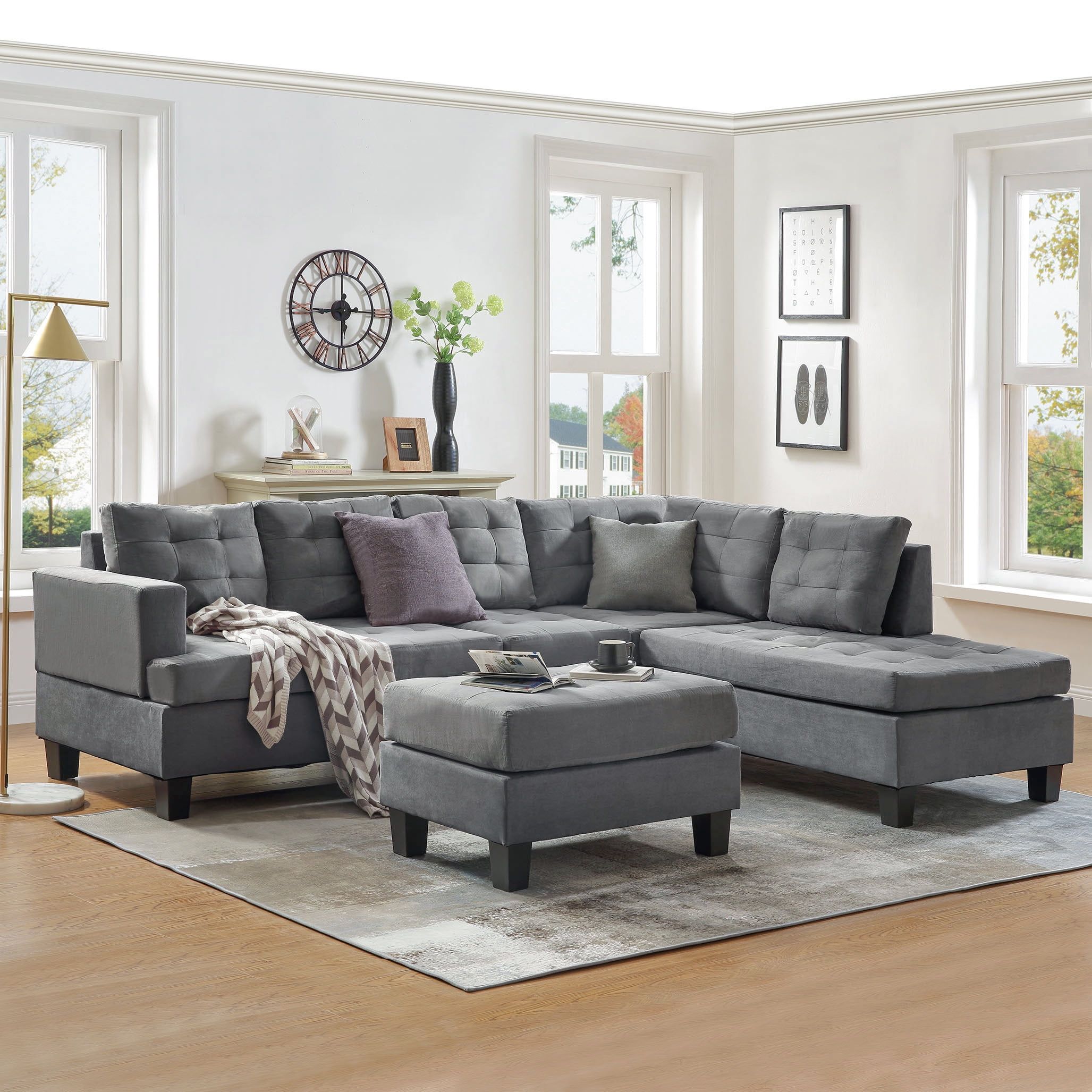 Urhomepro L Shape Mid Century Sofa, 105"w Modern Sectional Sofa With Throughout Modern L Shaped Sofa Sectionals (View 14 of 20)
