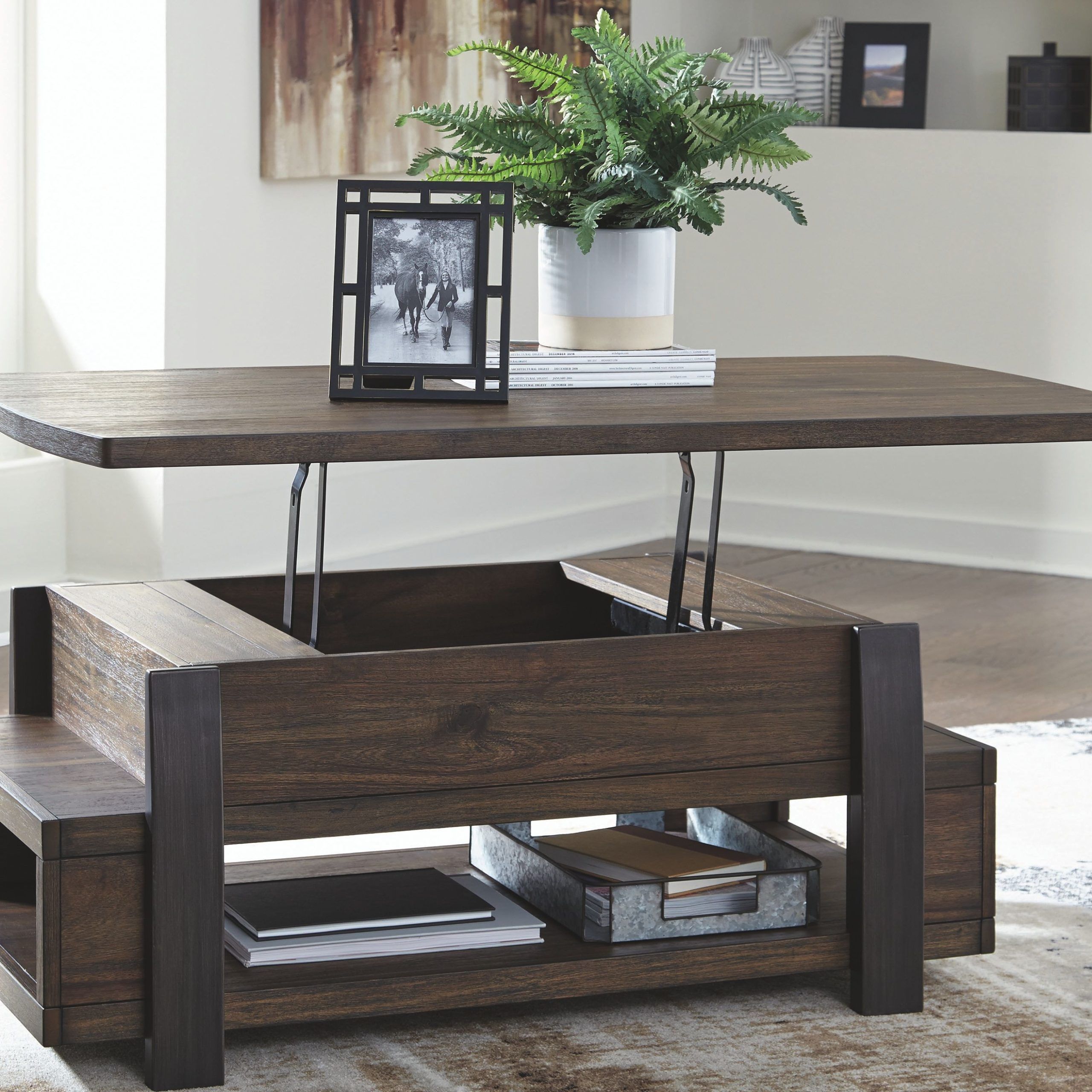 Vailbry Coffee Table With Lift Top, Brown | Lift Top Coffee Table In Wood Lift Top Coffee Tables (View 7 of 20)
