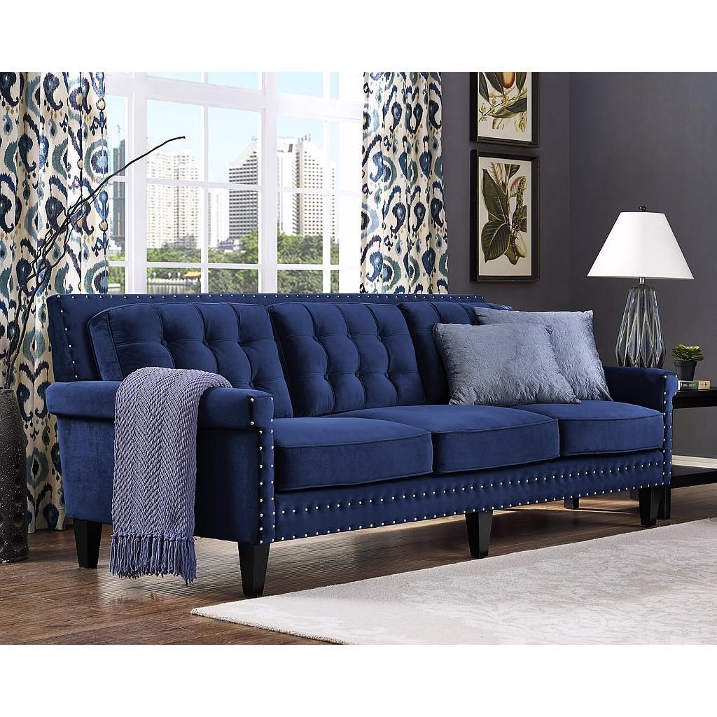 Velvet Is Here To Stay – Tov Furniture | Blue Sofa Living, Living Room Inside Navy Sleeper Sofa Couches (Gallery 19 of 20)