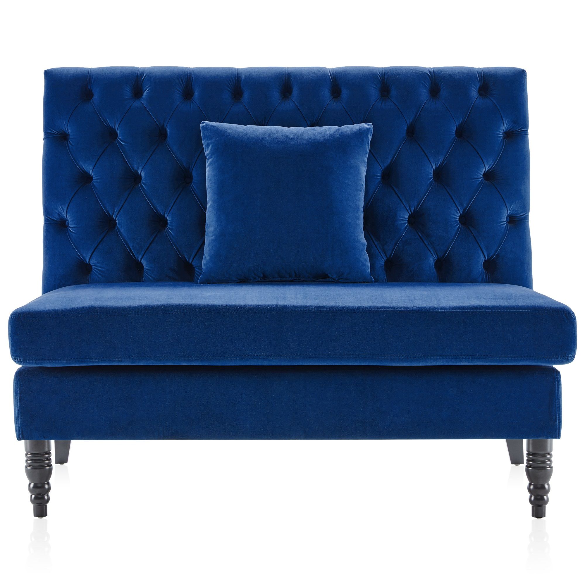 Velvet Modern Tufted Settee Bench Bedroom Sofa High Back Love Seat | Ebay With Regard To Small Love Seats In Velvet (View 10 of 21)
