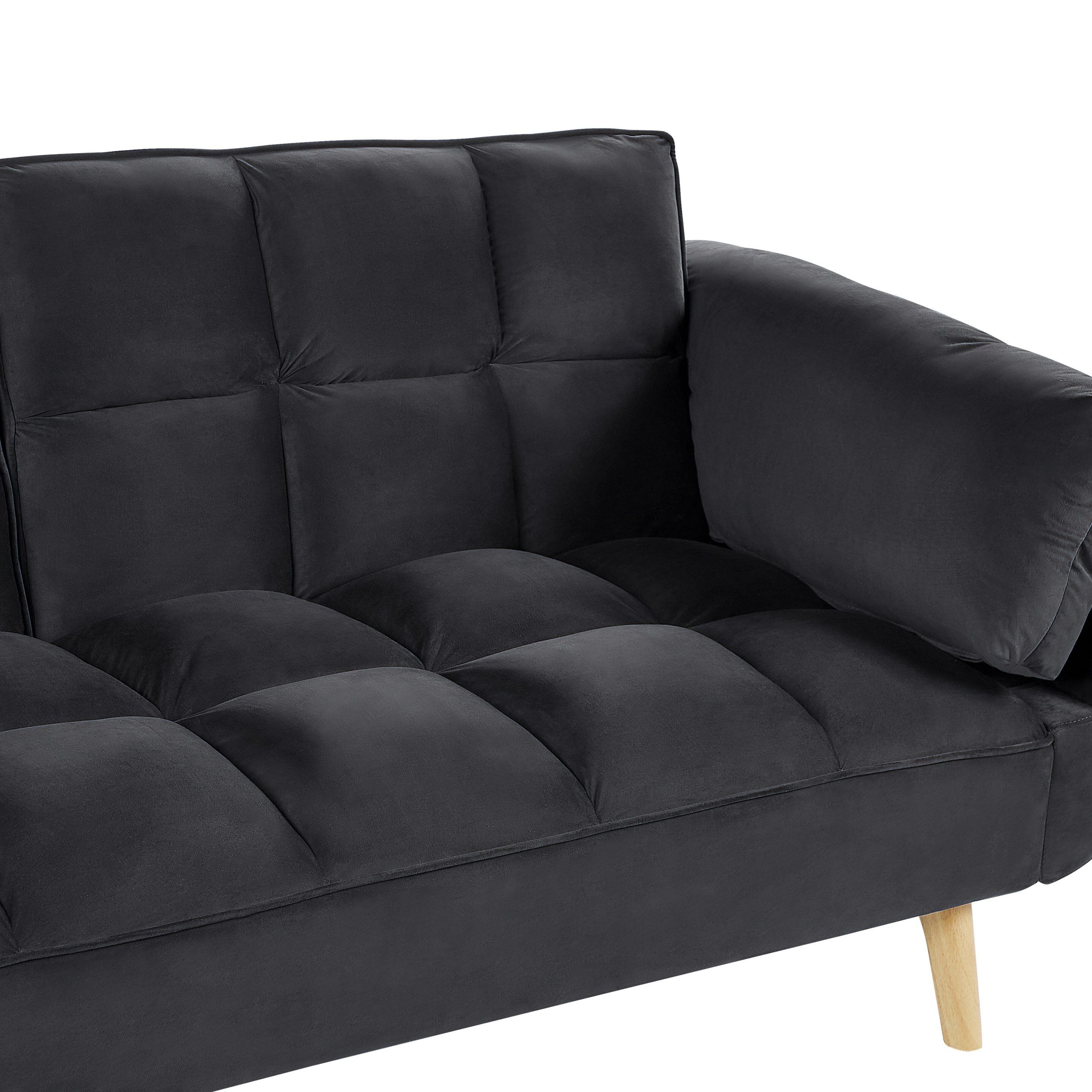 Velvet Sofa Bed Black Asby | Beliani.ch In 2 Seater Black Velvet Sofa Beds (Gallery 15 of 20)