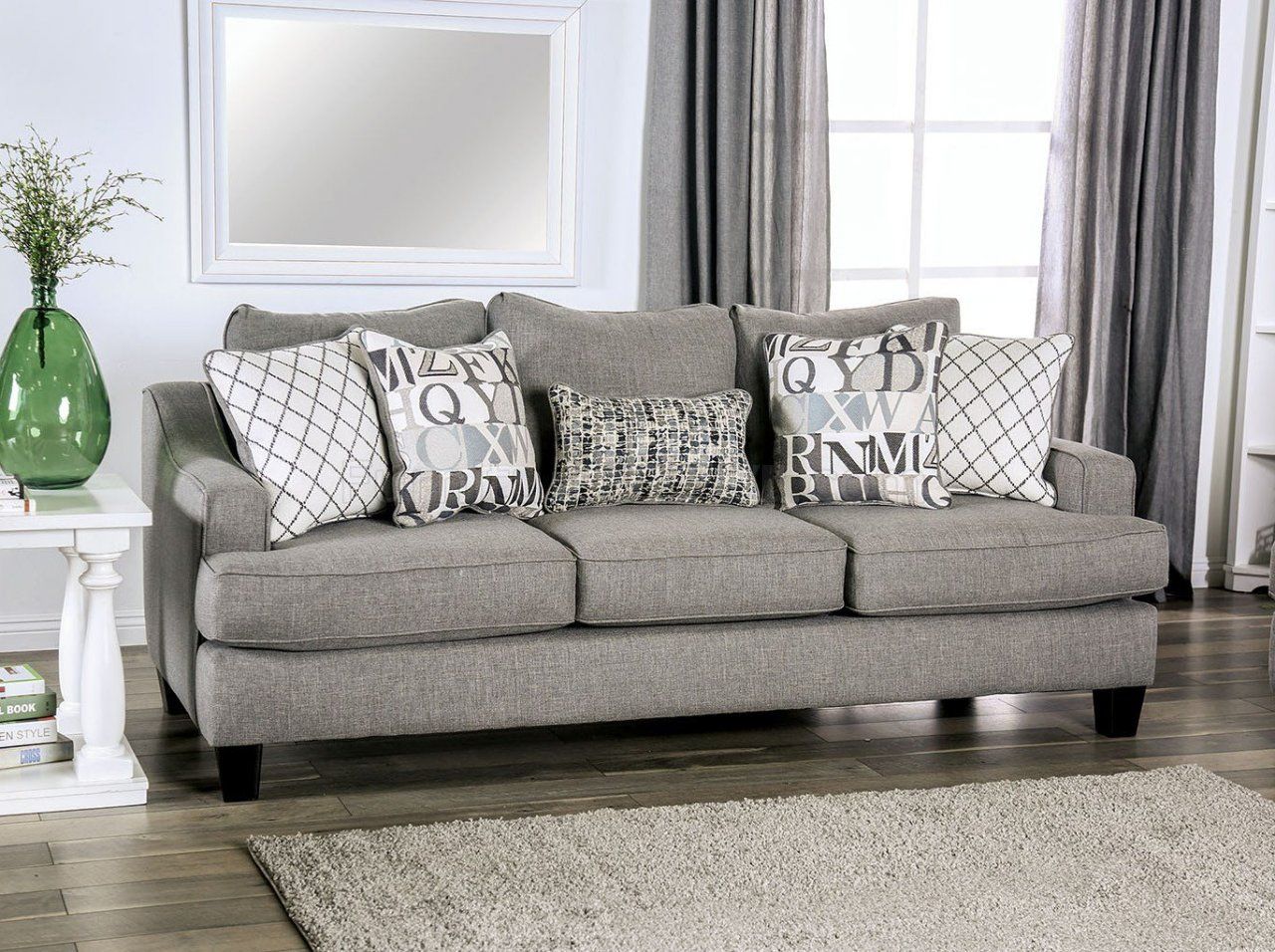 Verne Sofa Sm8330 In Bluish Gray Linen Like Fabric W/options Regarding Sofas In Bluish Grey (Gallery 8 of 20)