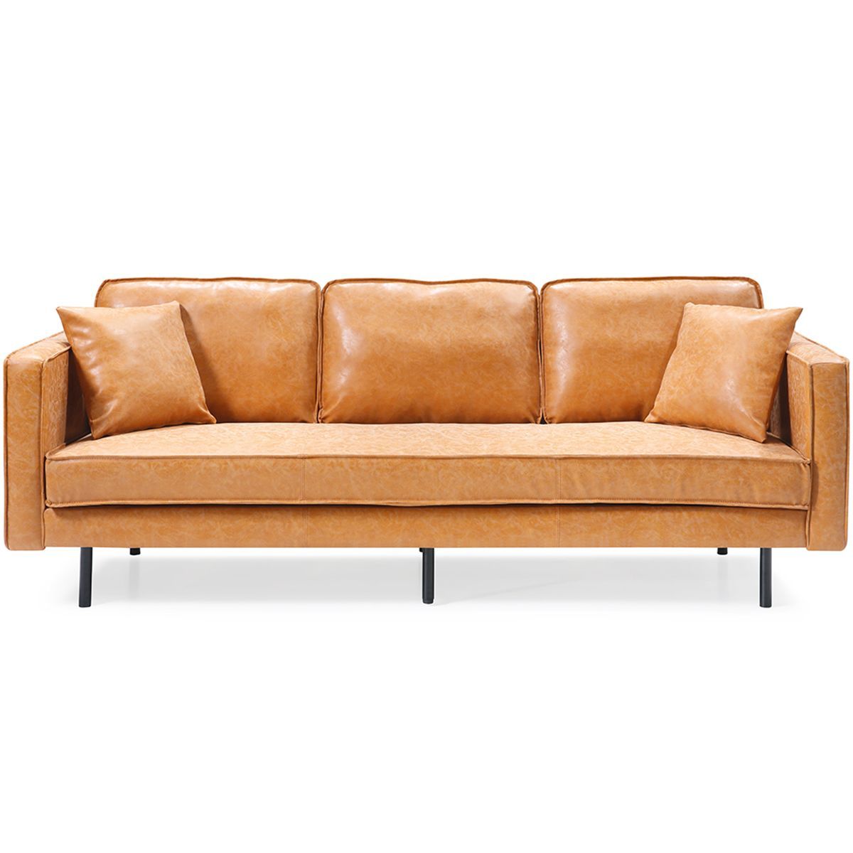Verona 3 Seater Faux Leather Sofa | Temple & Webster Faux Leather Sofa In Traditional 3 Seater Faux Leather Sofas (Gallery 9 of 20)